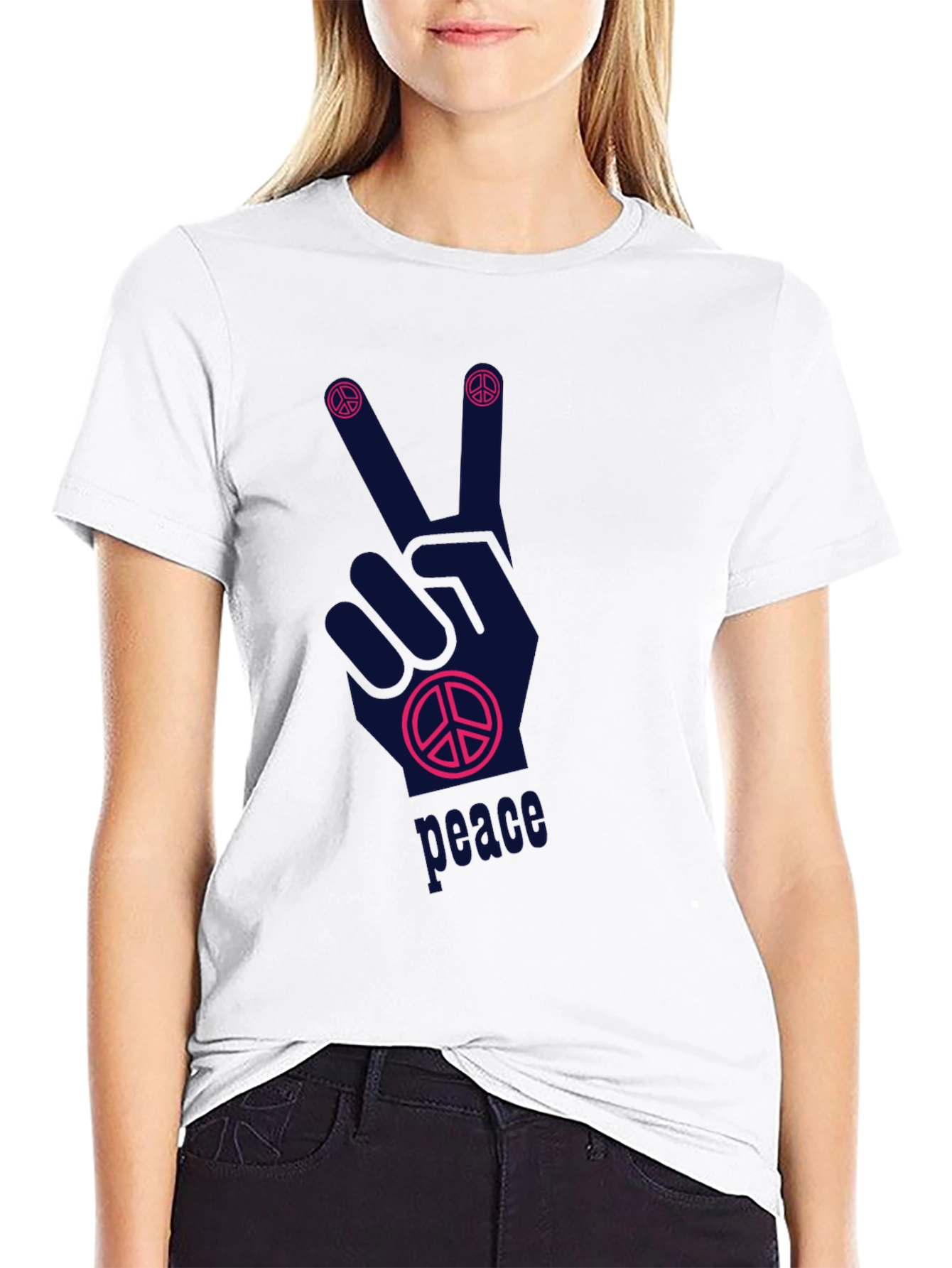 Black Peace Sign Graphic T-Shirt - Relaxed Fit view 9