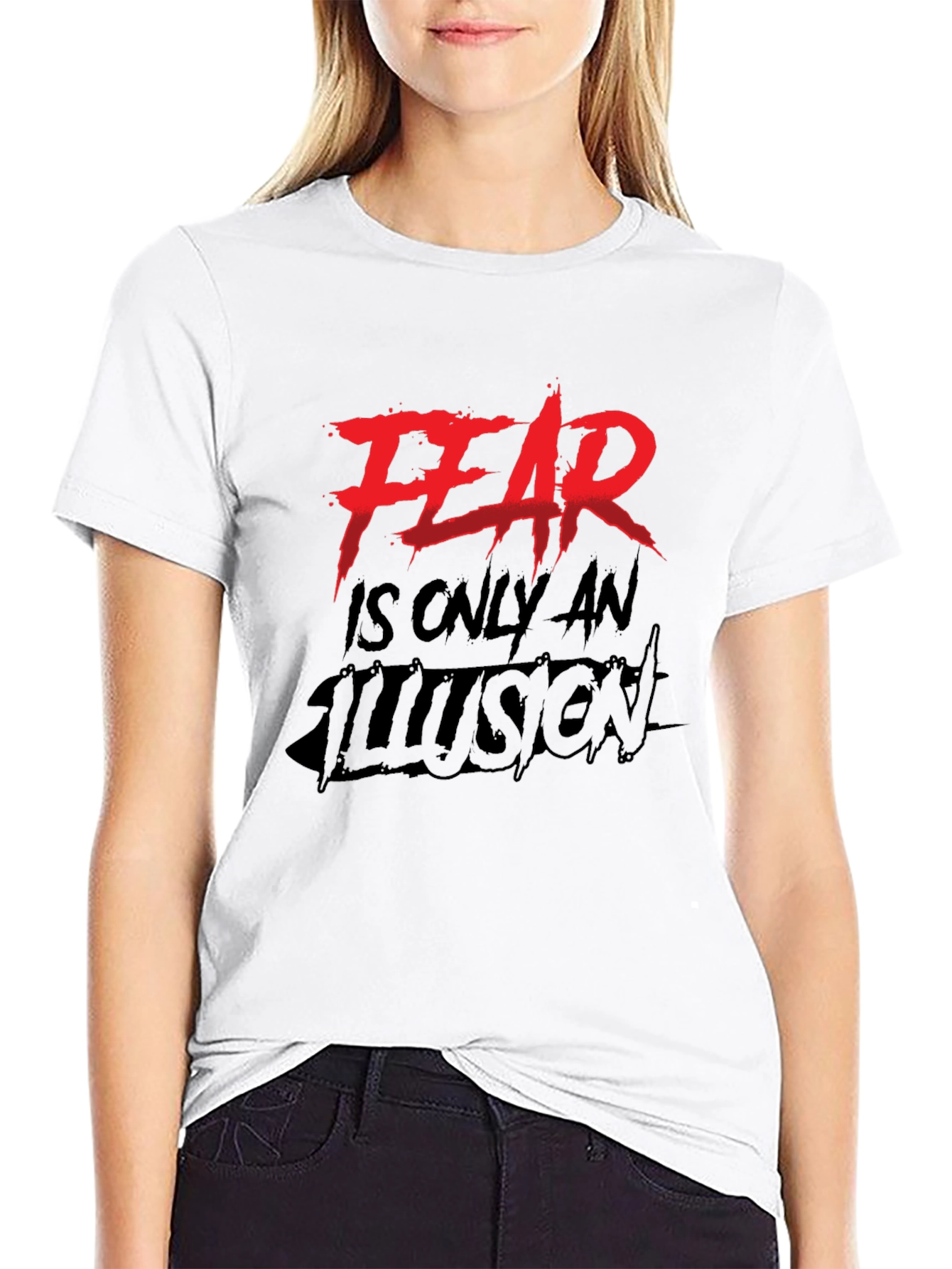 Black Fear Is Only An Illusion Black Graphic Tee view 9