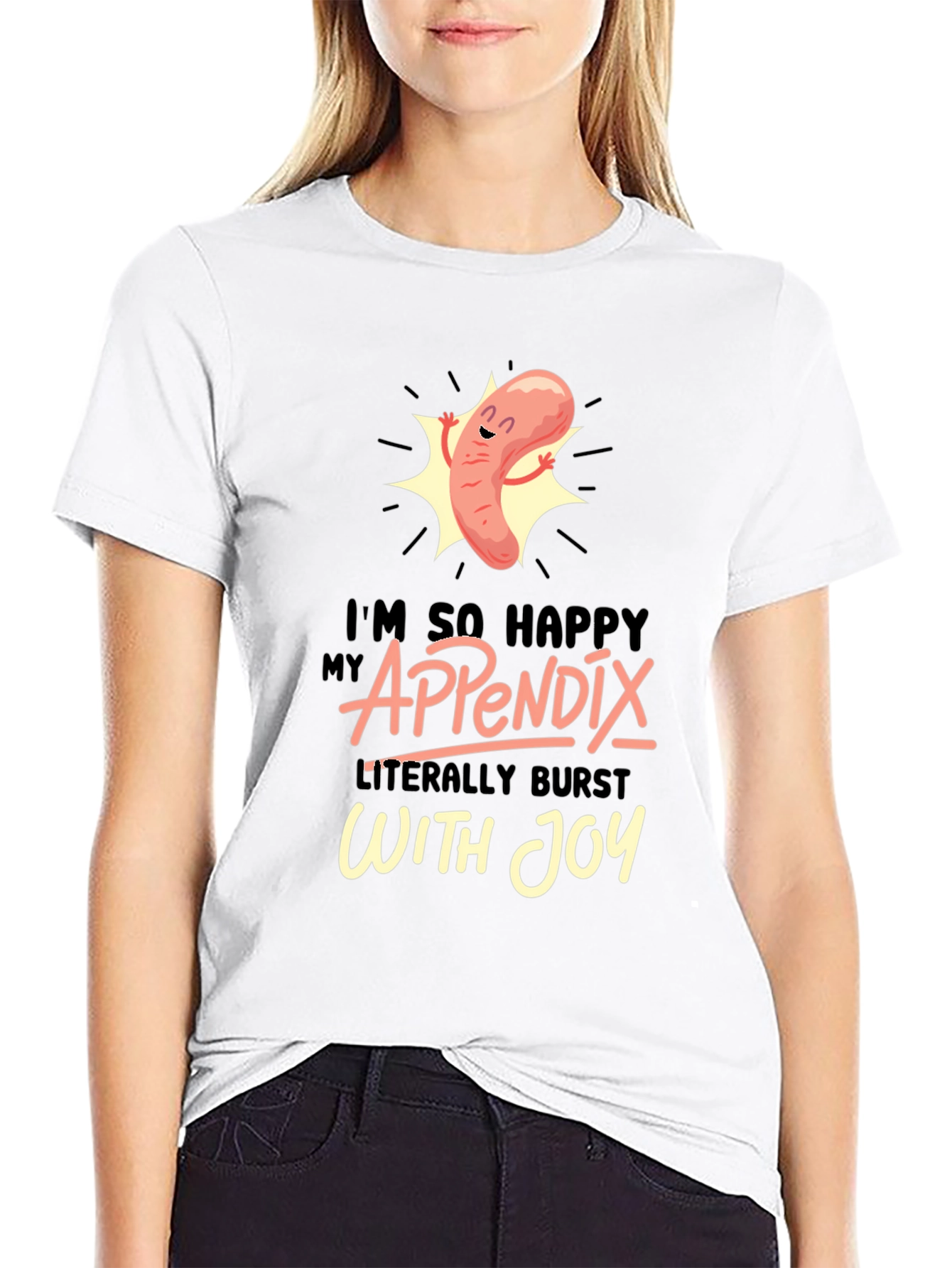 Black Funny Appendix Burst With Joy Graphic T-Shirt view 9