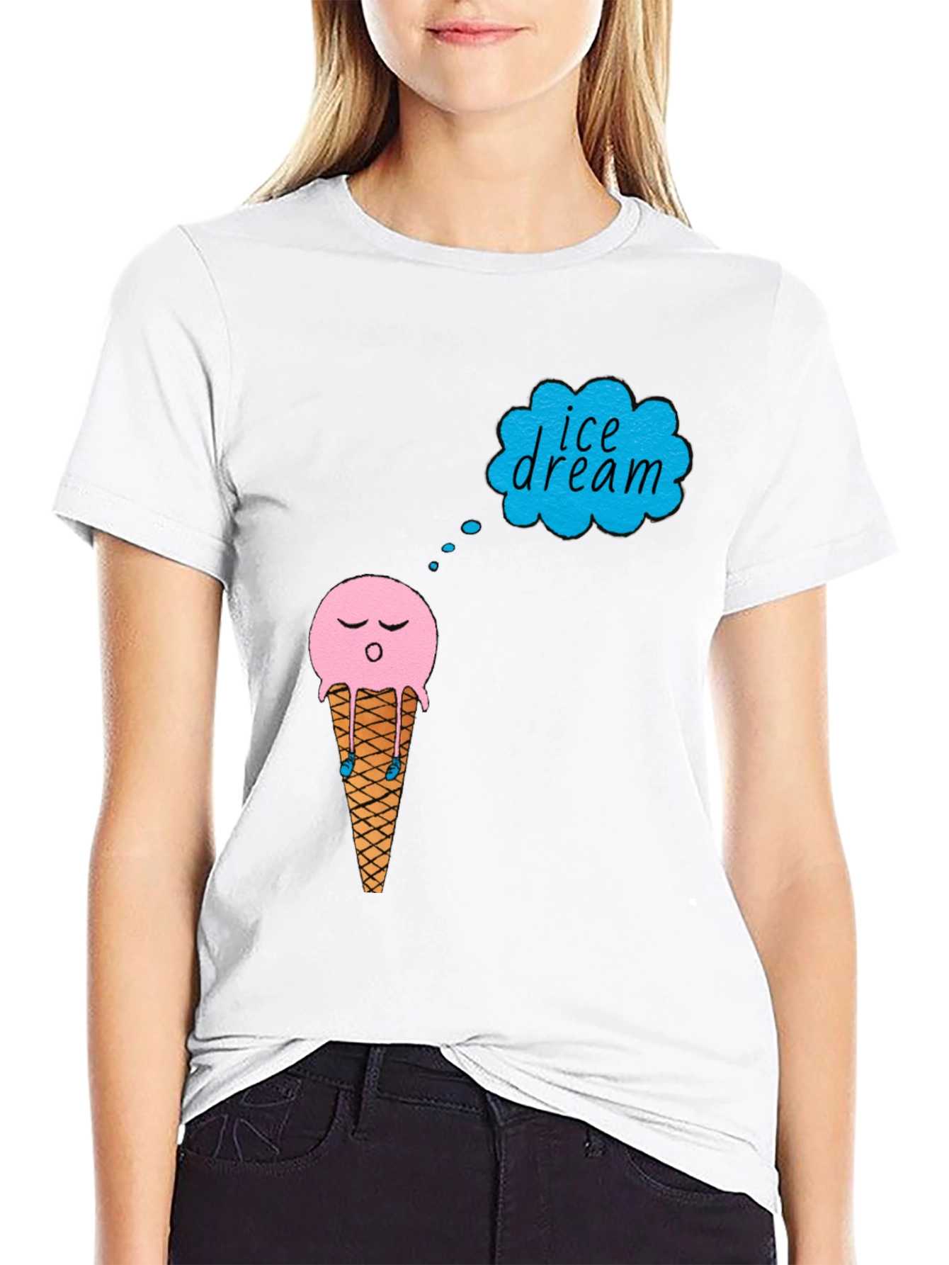 Black Ice Cream Dream T-Shirt - Black Cotton Tee view 9