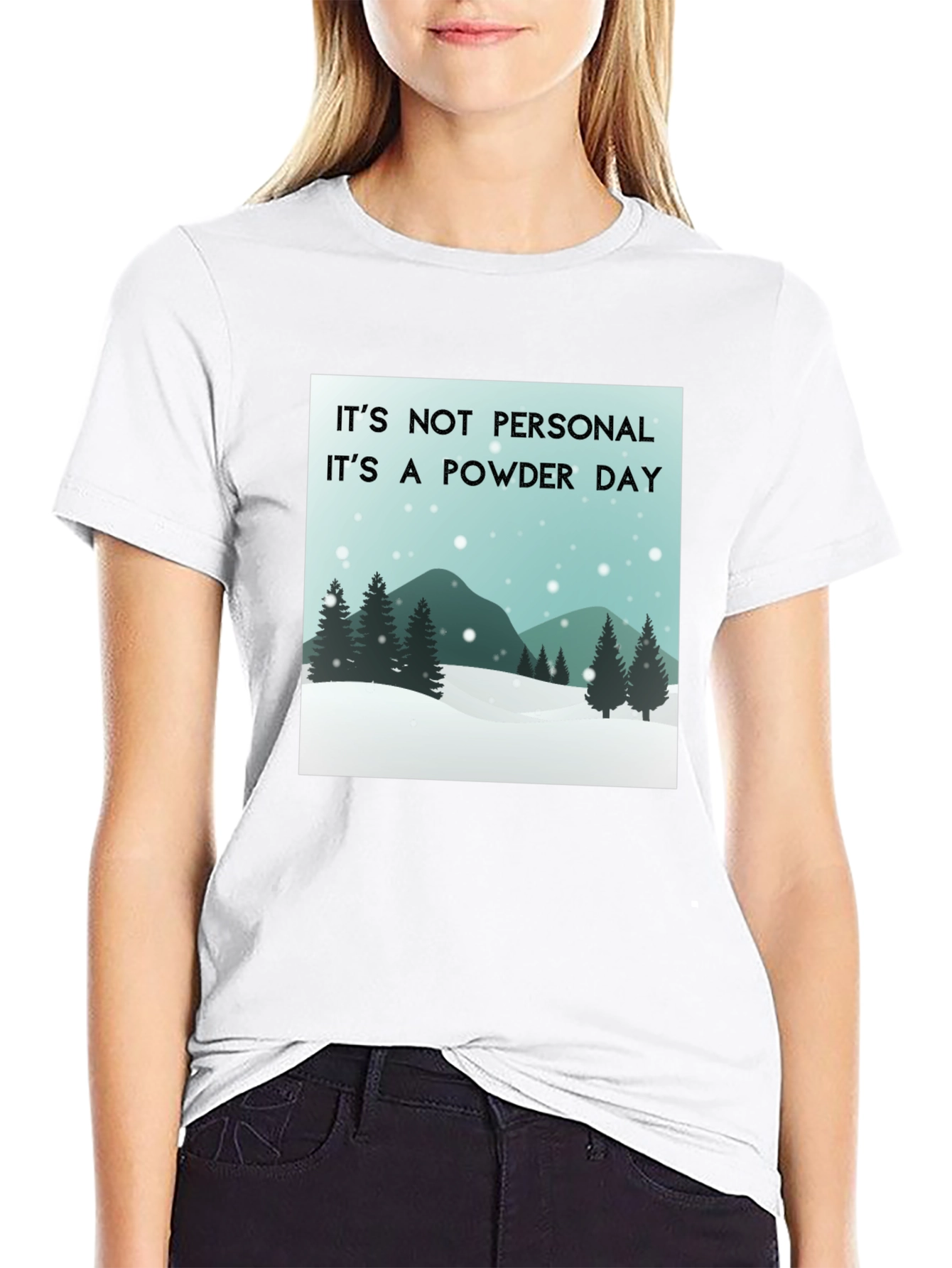 Black Powder Day Graphic Tee - Skiing Snowboarding Shirt view 9