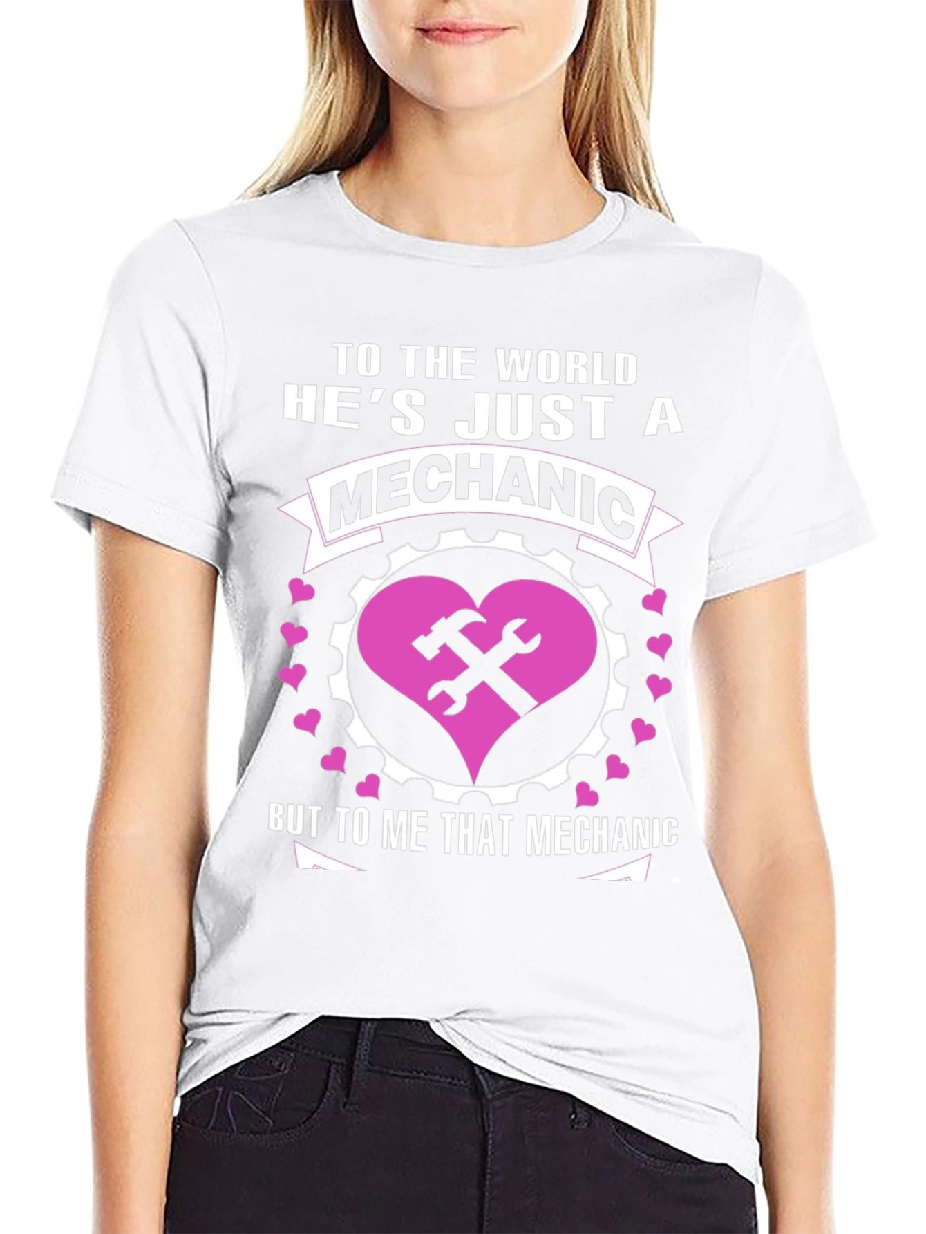 Black Mechanic Love Tee - Gift for Her view 9