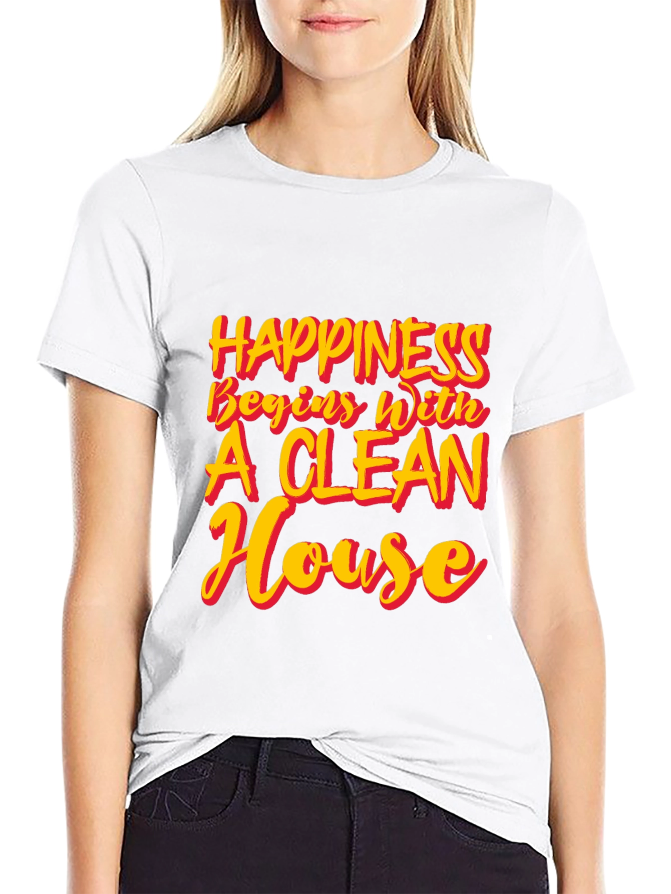 Black Happiness Clean House T-Shirt view 9