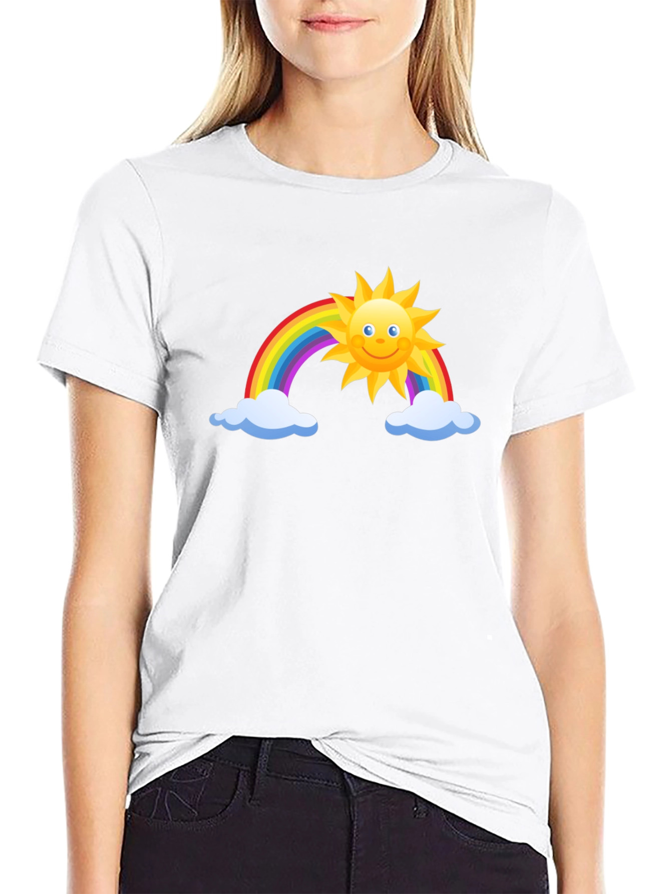 Black Rainbow Sun Graphic Black Tee view 9