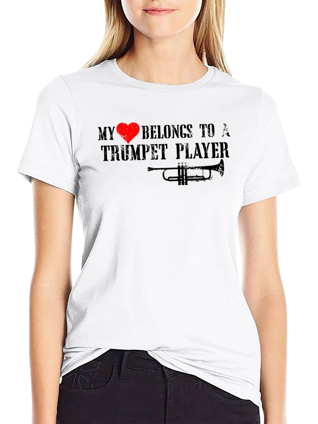 Black My Heart Belongs To A Trumpet Player T-Shirt view 9