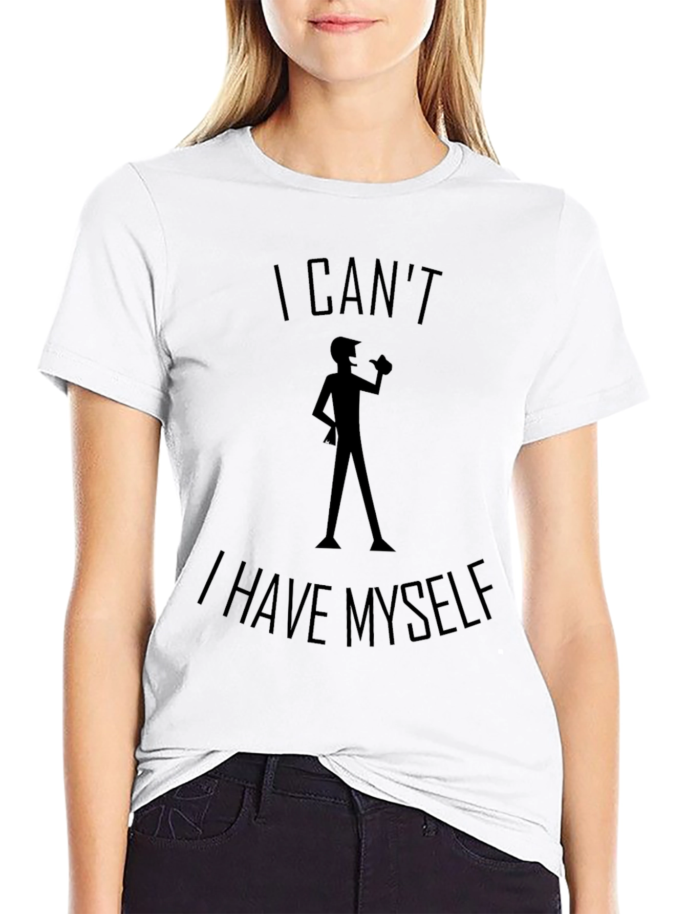 Black I Can't I Have Myself Black T-Shirt view 9