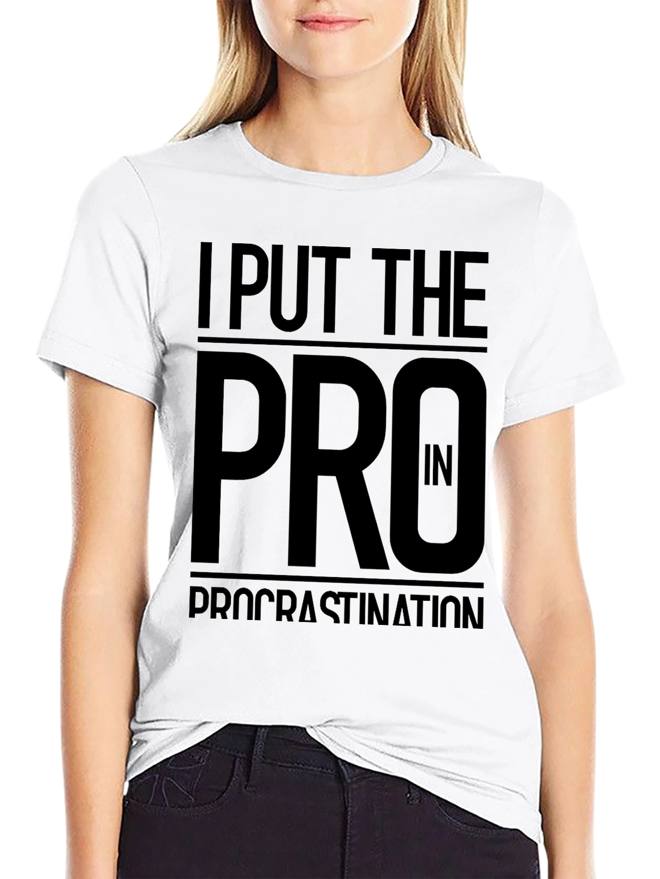 Black I Put The Pro In Procrastination Black T-Shirt view 9