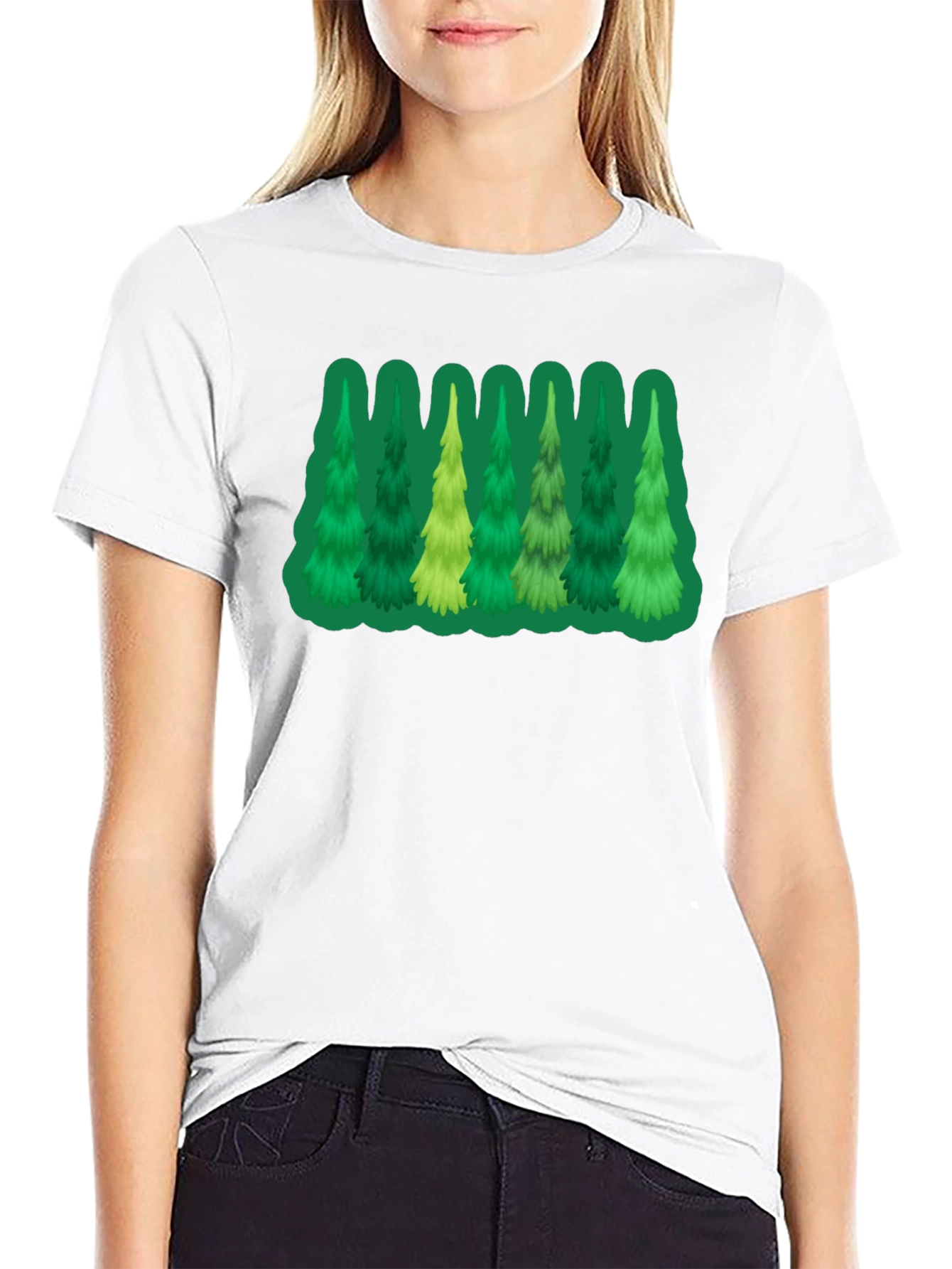 Black Evergreen Tree Graphic Black Tee view 9