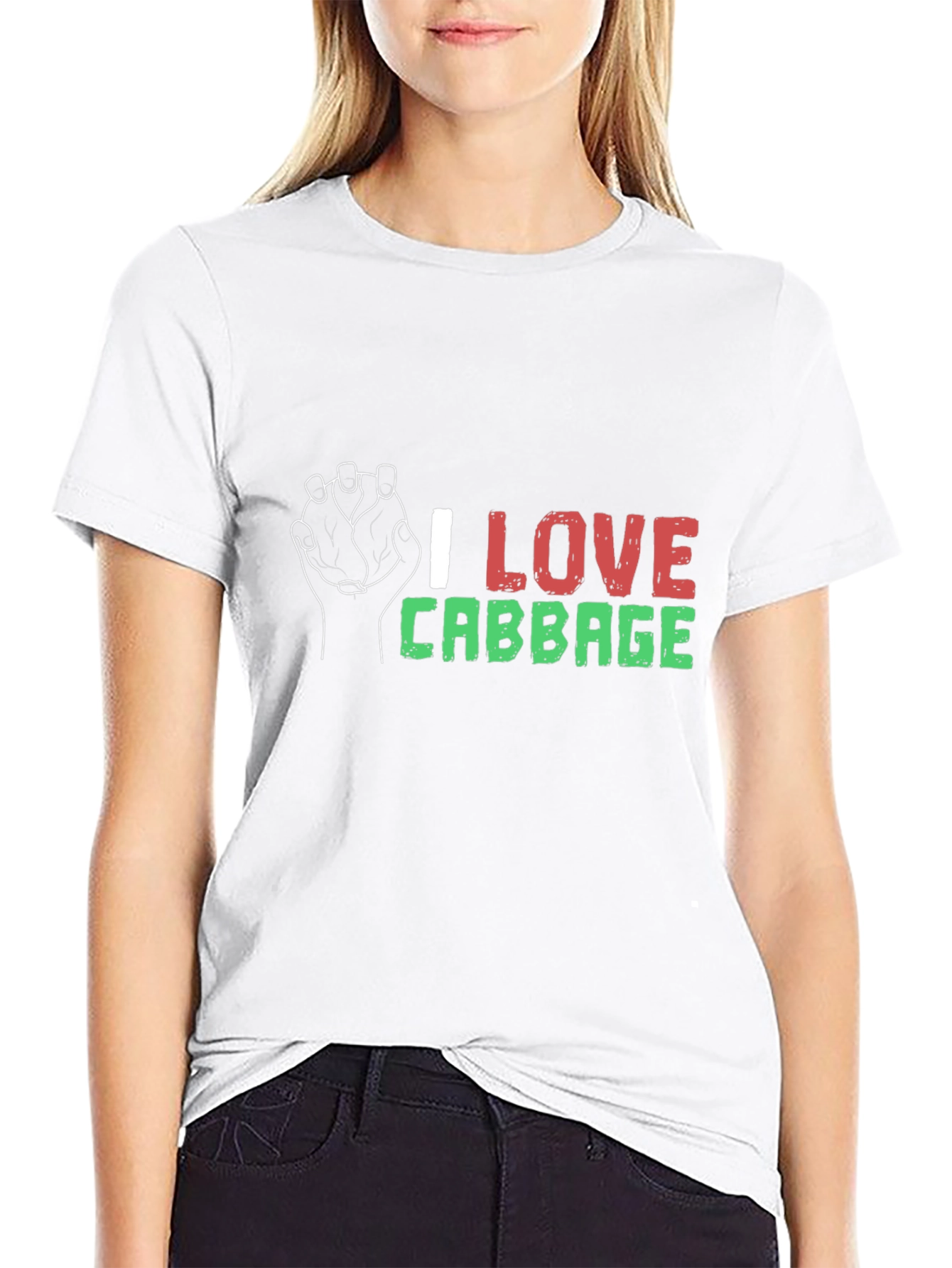 Black I Love Cabbage Graphic Tee - Black view 9