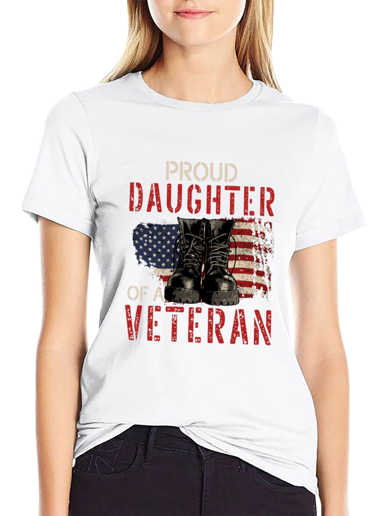 Black Proud Daughter of a Veteran Graphic Tee view 9
