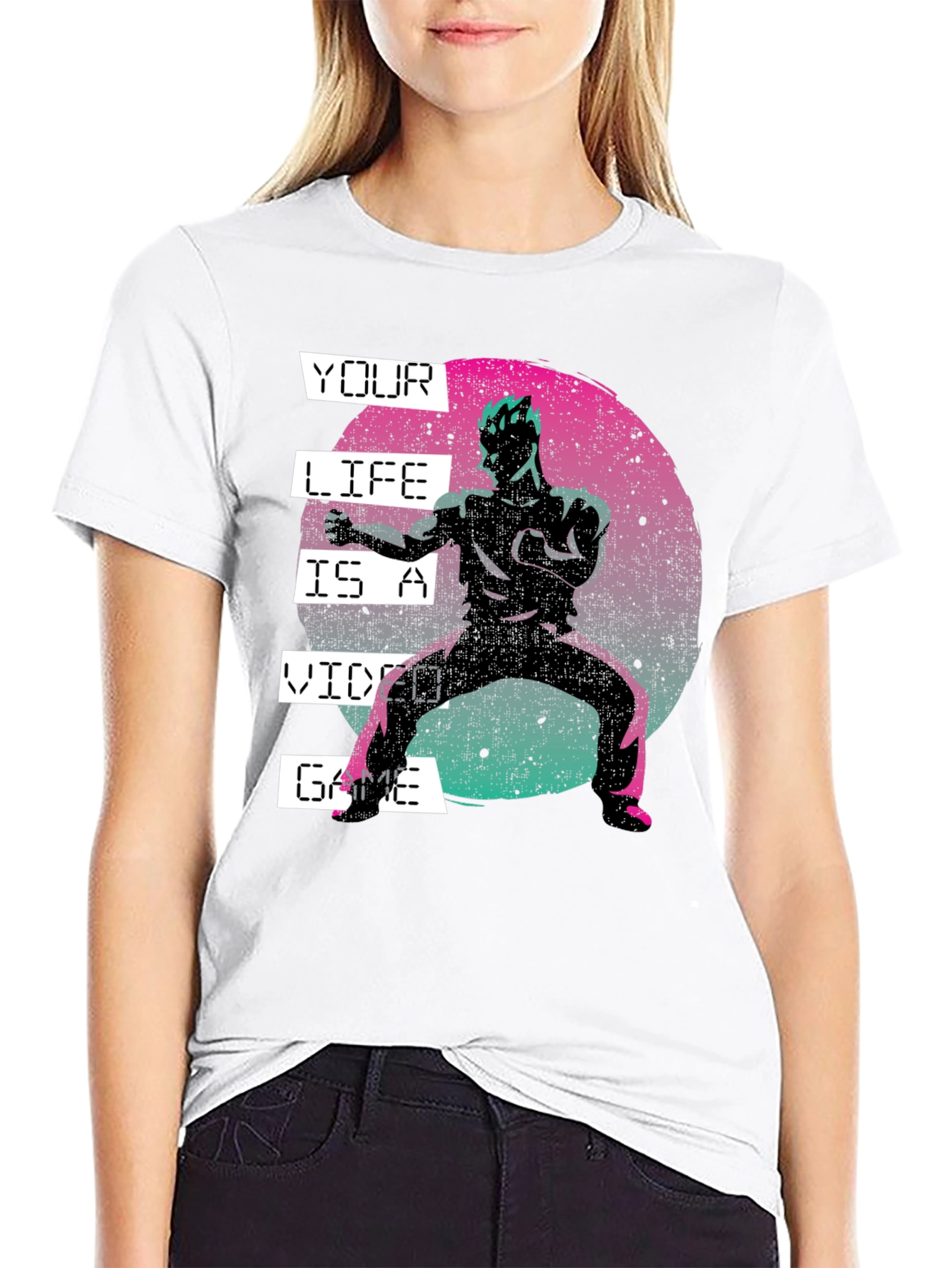 Black Your Life Is A Video Game Black Graphic Tee view 9