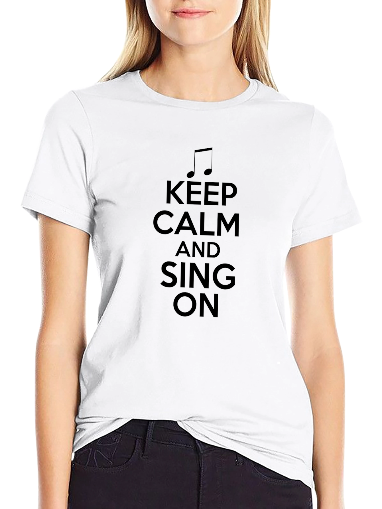 Black Keep Calm and Sing On Black T-Shirt view 9