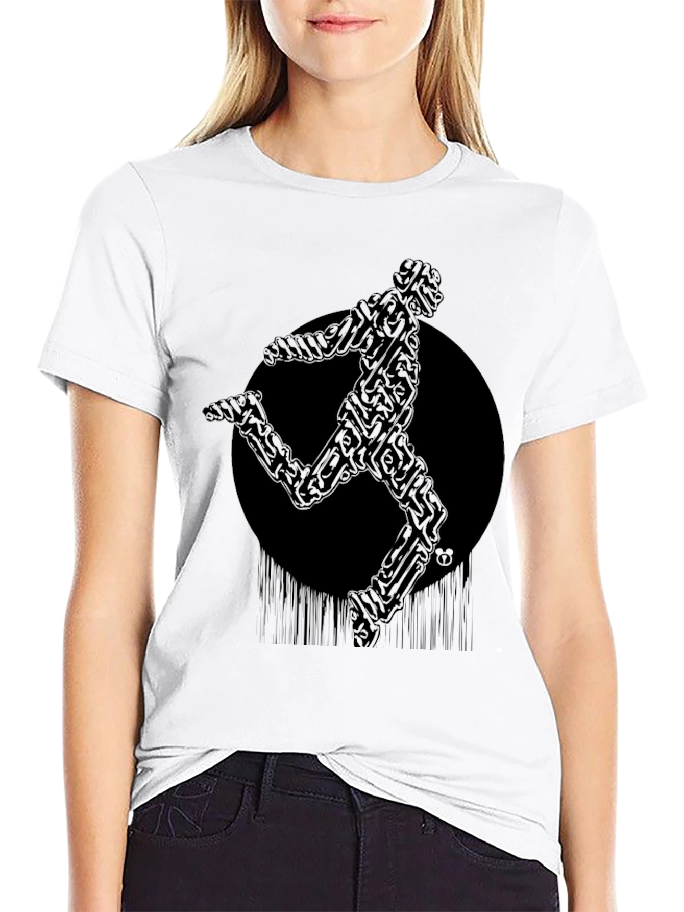 Black Abstract Runner Graphic T-Shirt view 9