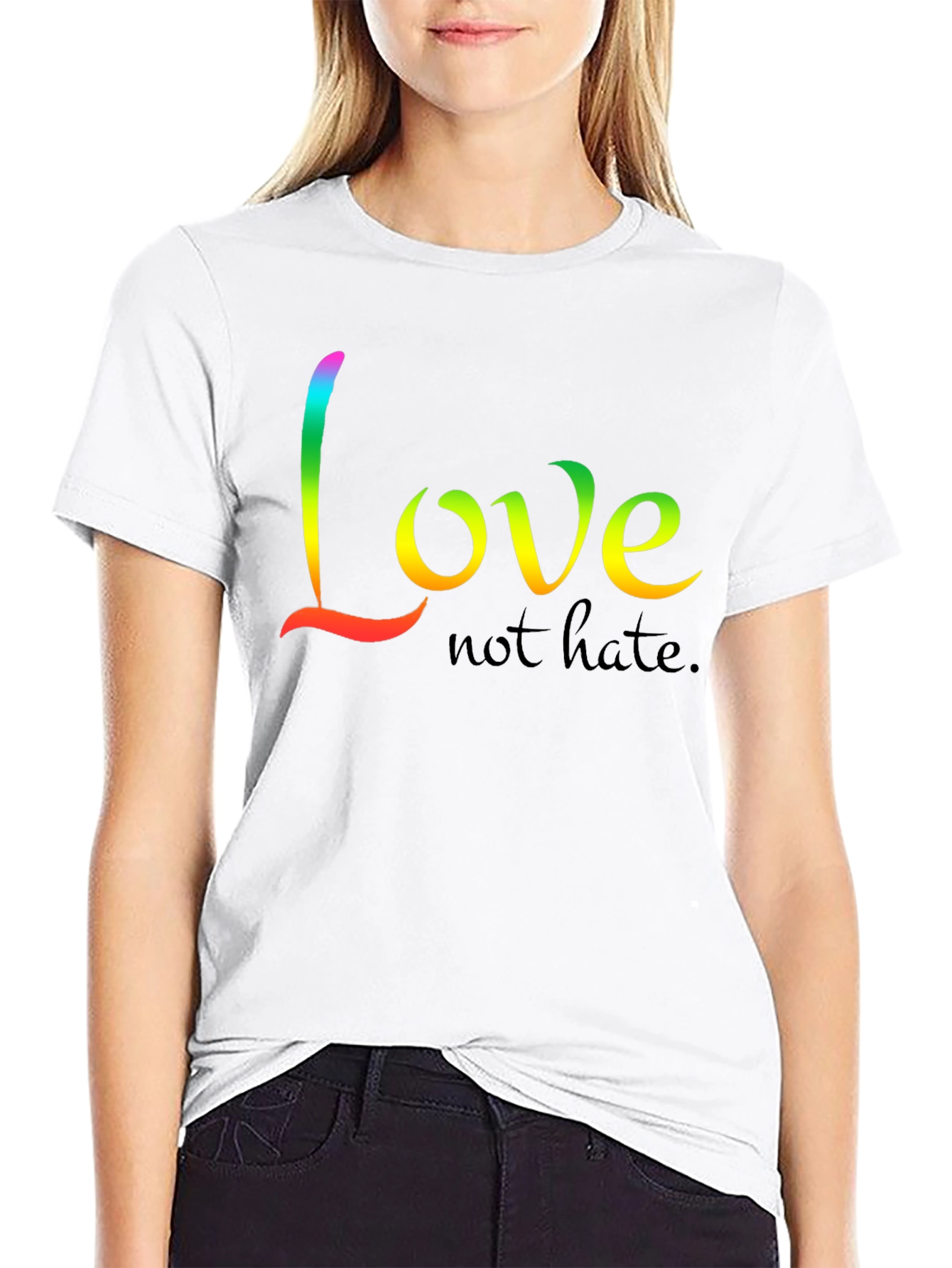 Black Love Not Hate T-Shirt - Rainbow Graphic Tee view 9