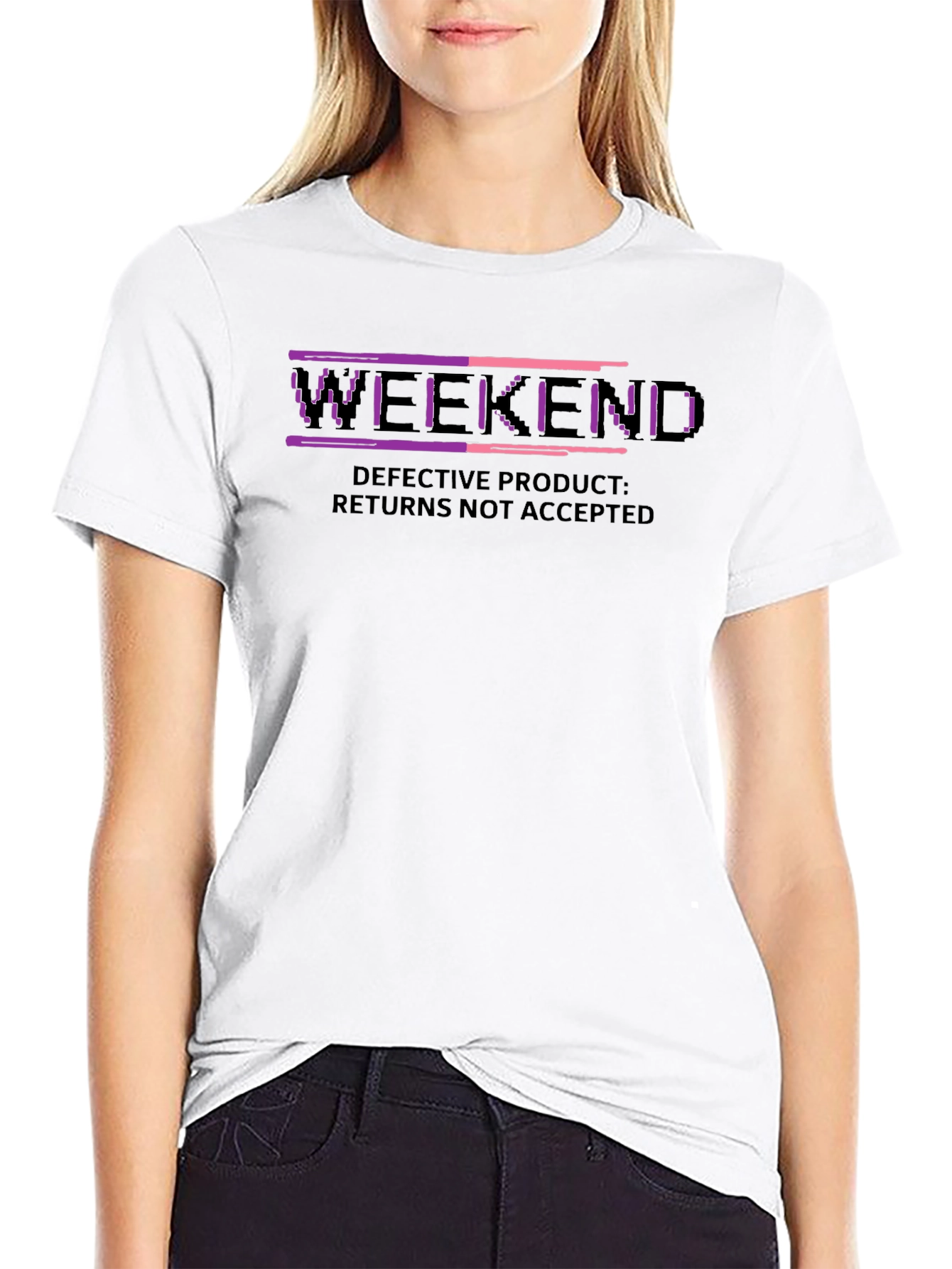 Black Defective Weekend T-Shirt - Retro Pixel Design view 9