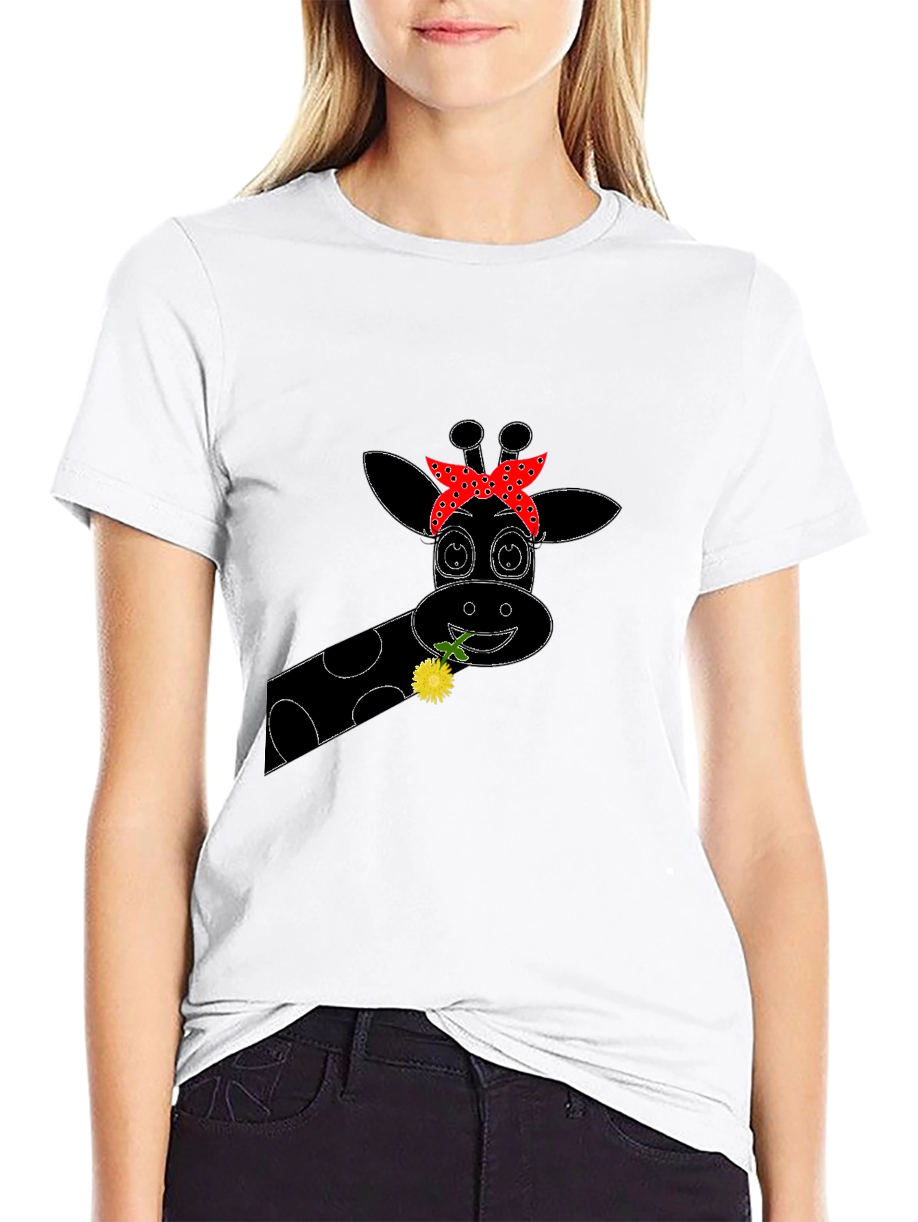 Black Giraffe Bandana Graphic Tee - Black view 9