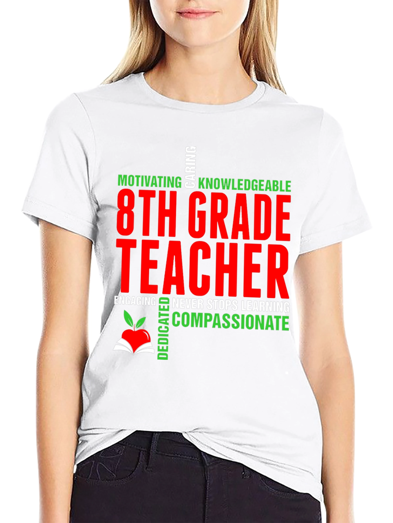 Black 8th Grade Teacher Graphic T-Shirt view 9