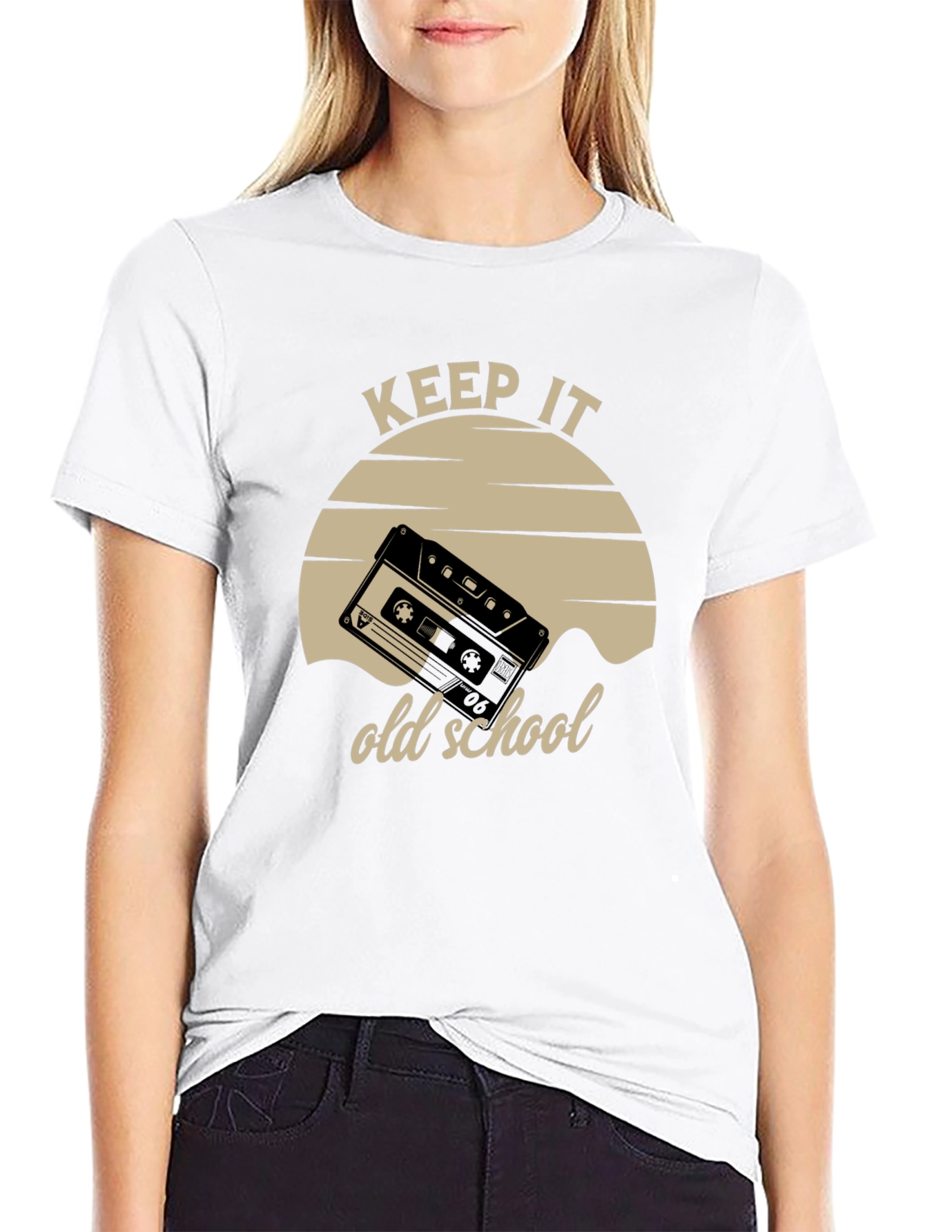 Black Keep It Old School Cassette Tape T-Shirt view 9