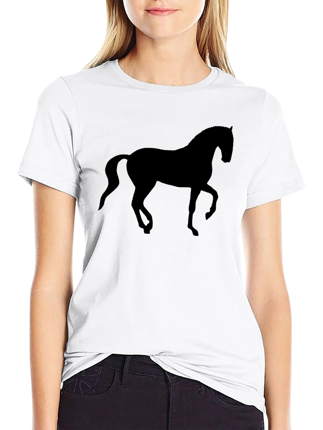 Black Horse Silhouette Graphic Tee - Classic Black T-Shirt view 9