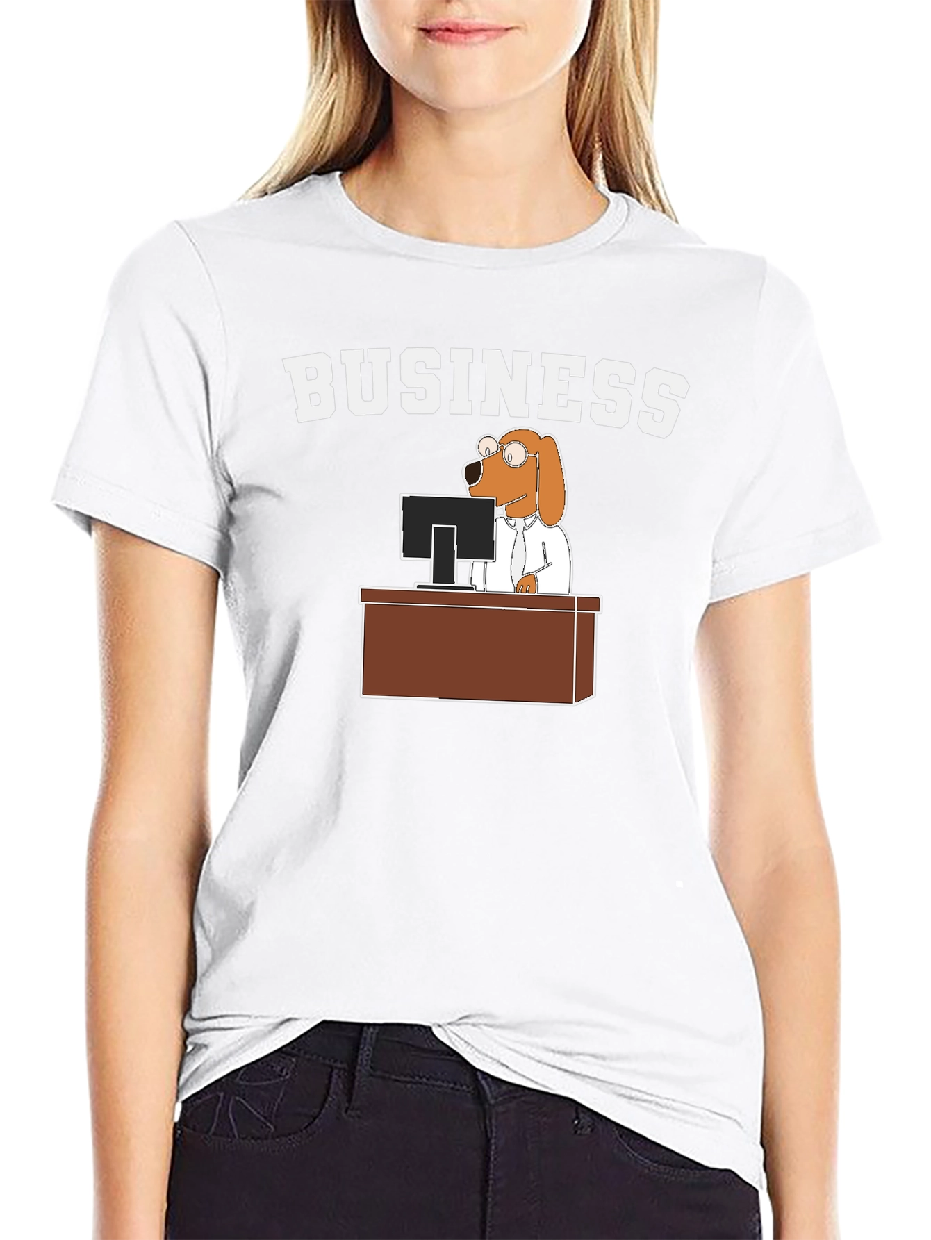 Black Business Dog T-Shirt - Funny Cartoon Tee view 9