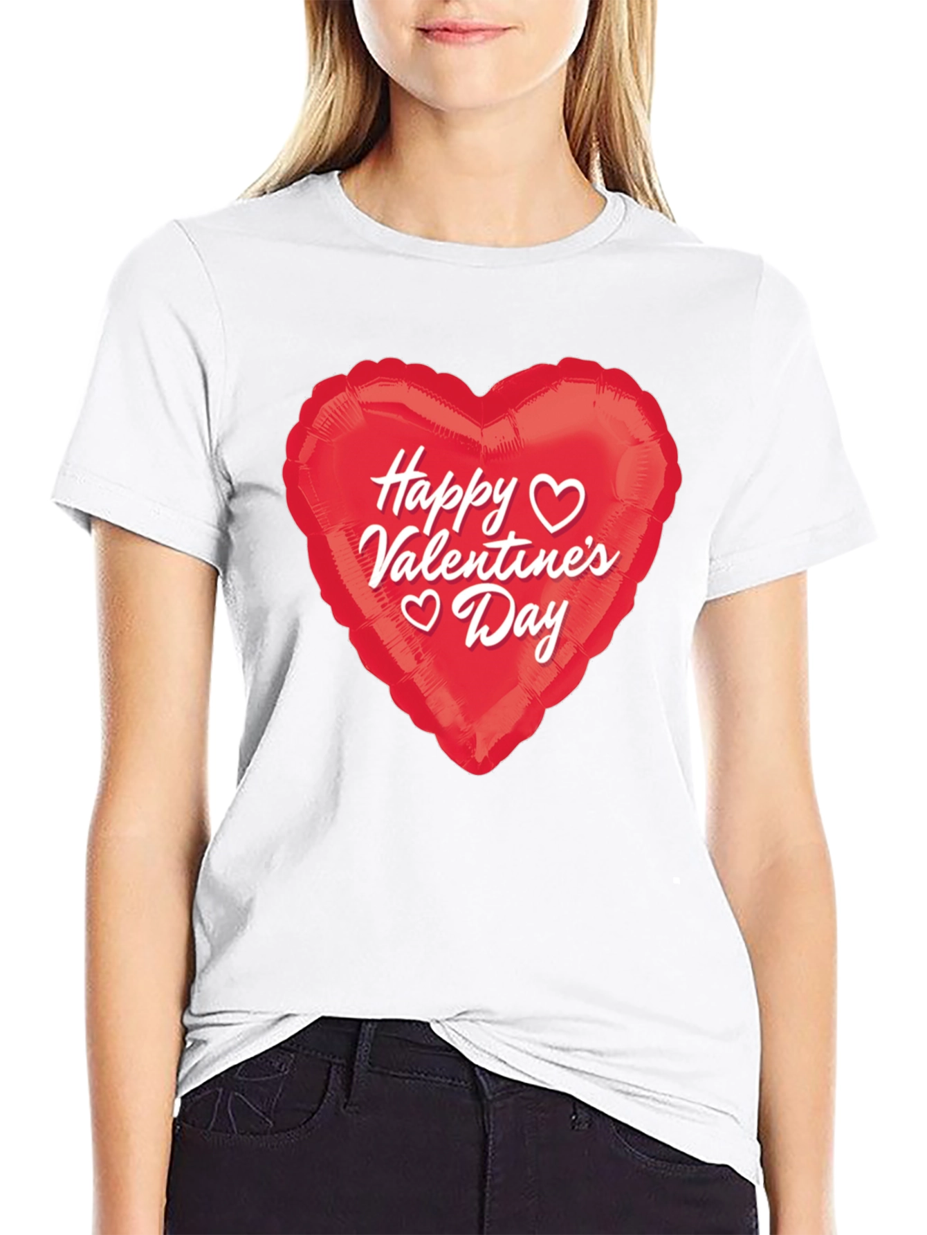Black Happy Valentine's Day Heart Graphic T-Shirt view 9