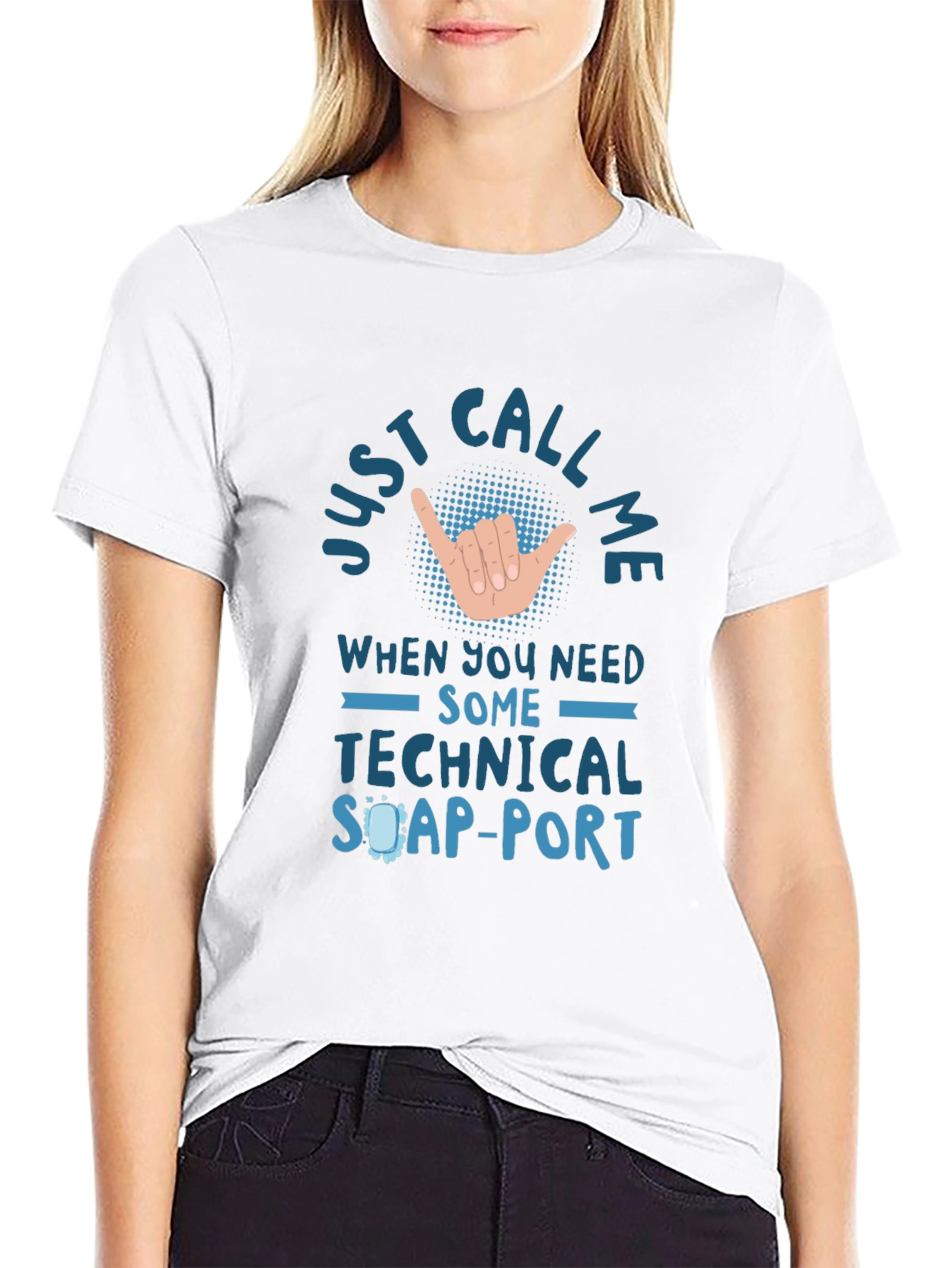 Black Just Call Me Technical Support T-Shirt view 9