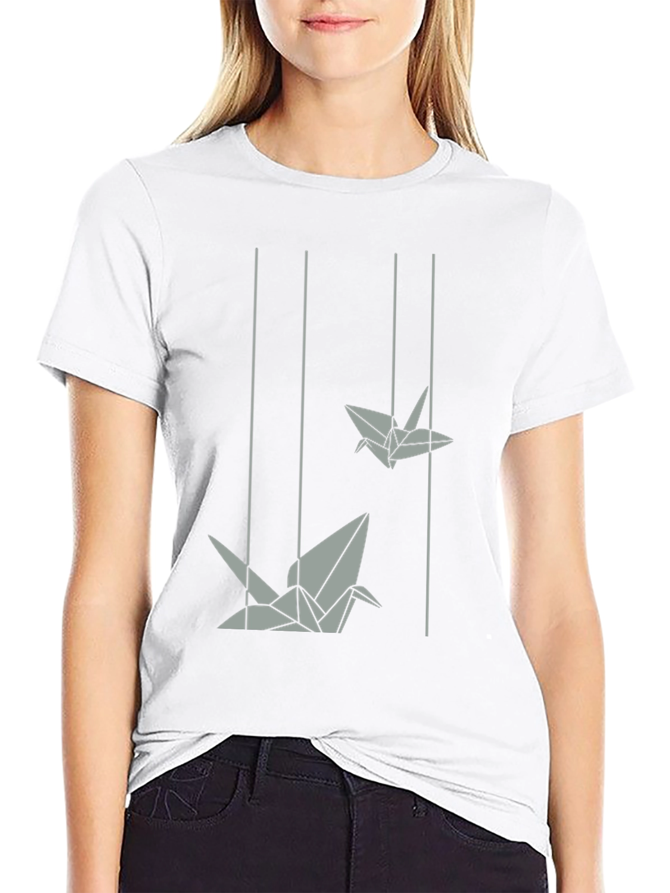 Black Origami Crane Graphic Tee - Modern Style view 9