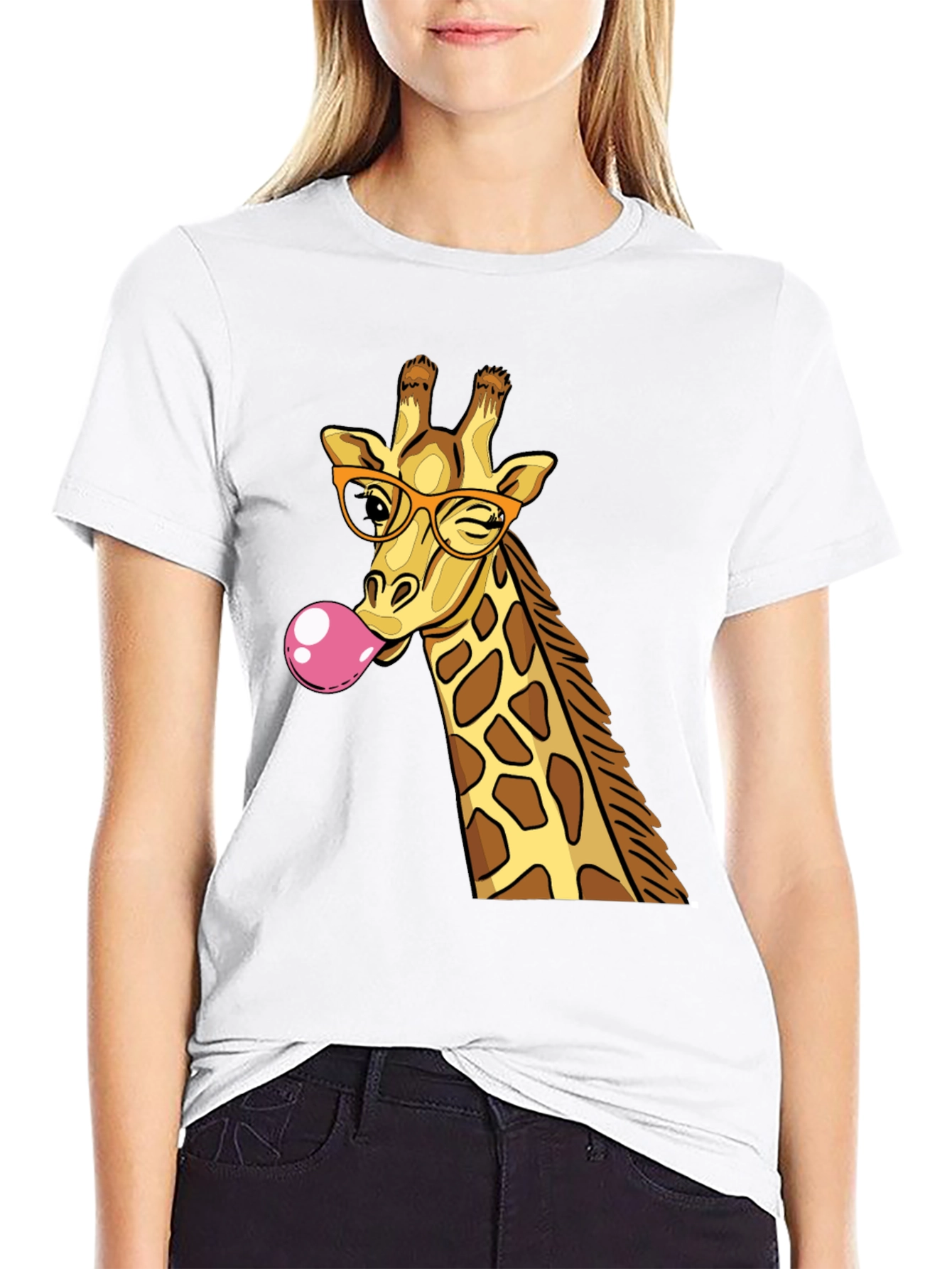 Black Giraffe Bubble Gum Graphic T-Shirt view 9