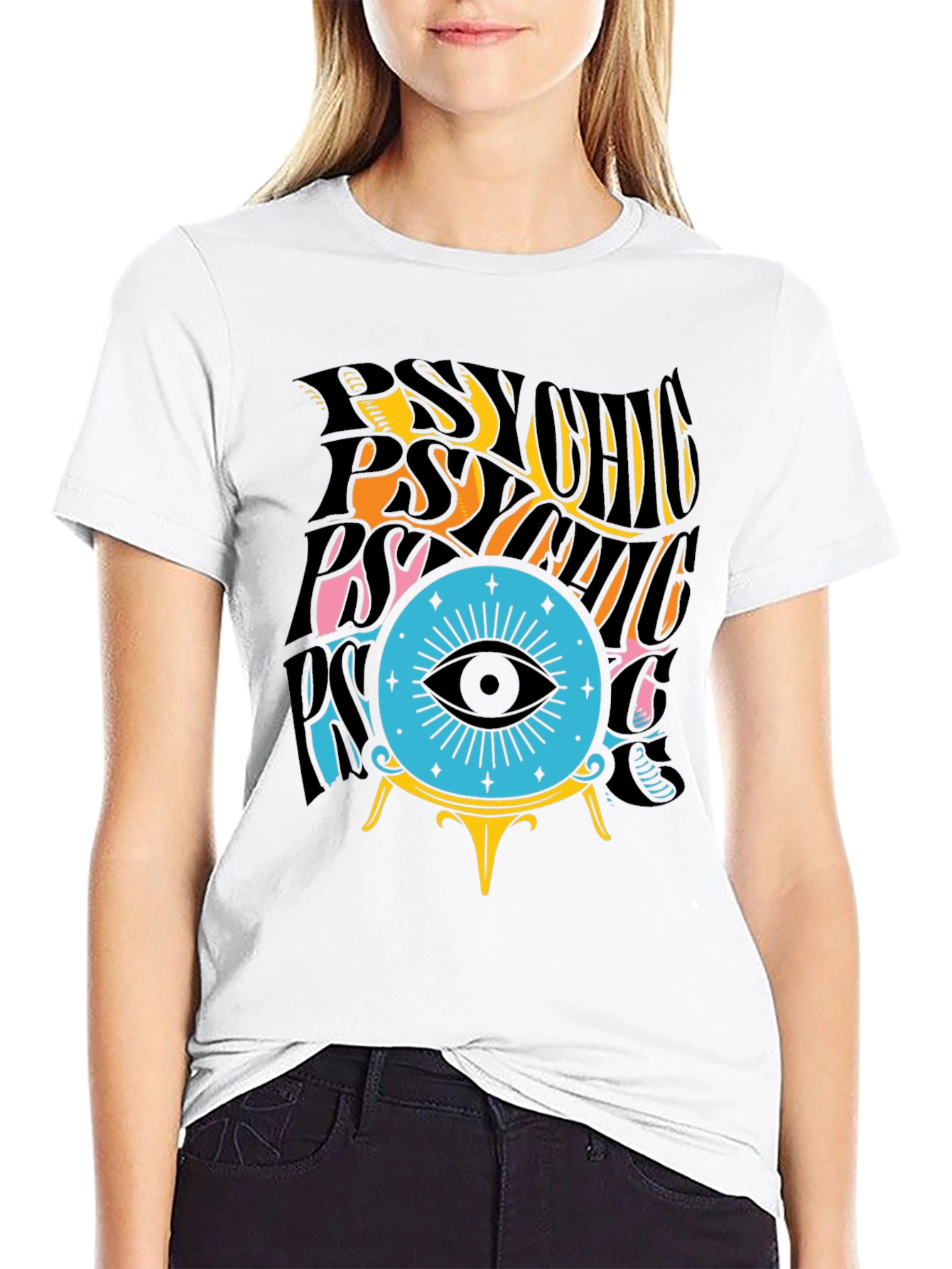 Black Psychic Eye T-Shirt - Black Cotton Tee view 9