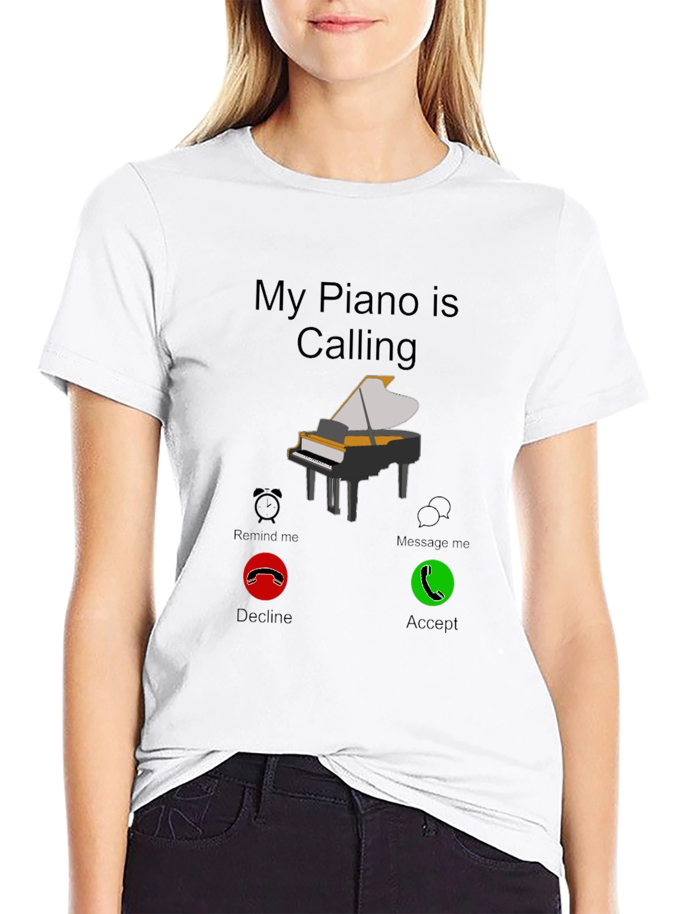 Black My Piano is Calling T-Shirt Musician Player Tee view 9