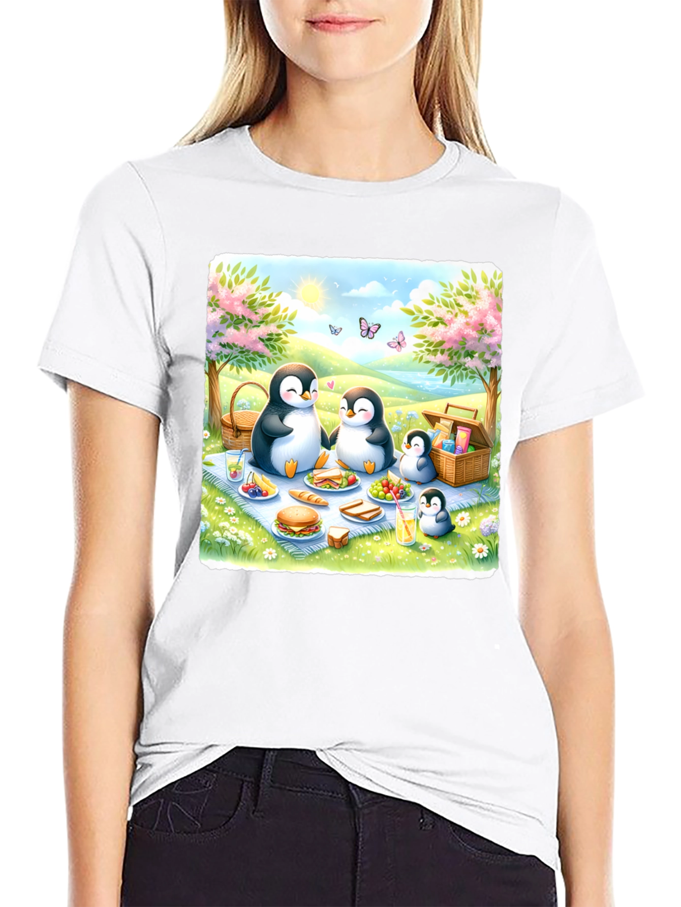 Black Penguin Family Picnic T-Shirt view 9