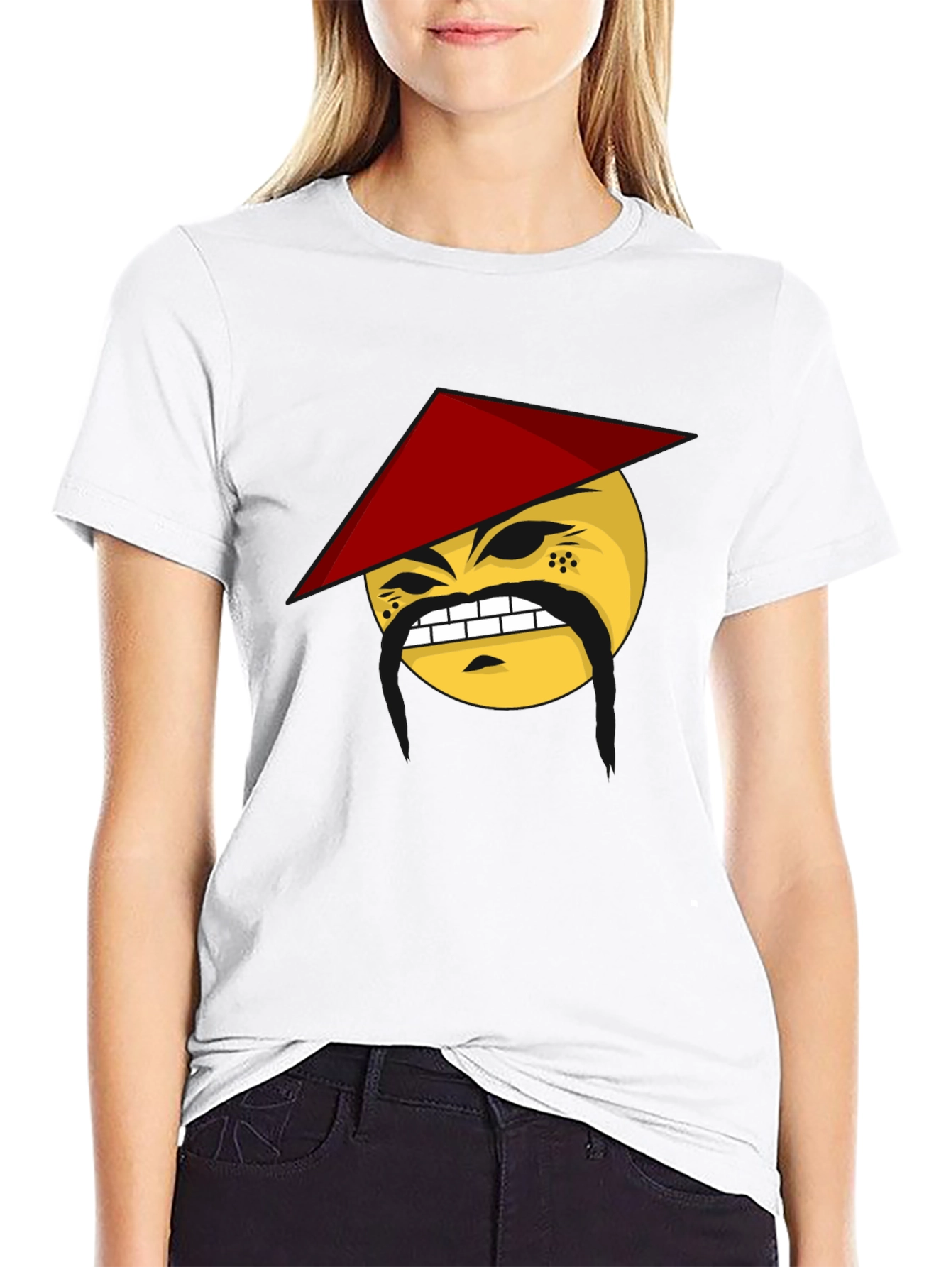 Black Funny Emoji T-Shirt - Angry Asian Man view 9