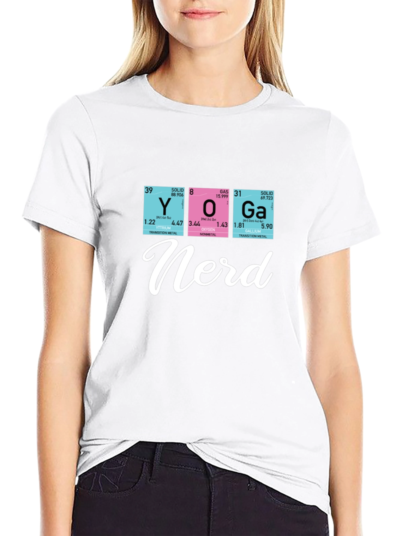 Black Yoga Nerd Periodic Table T-Shirt view 9
