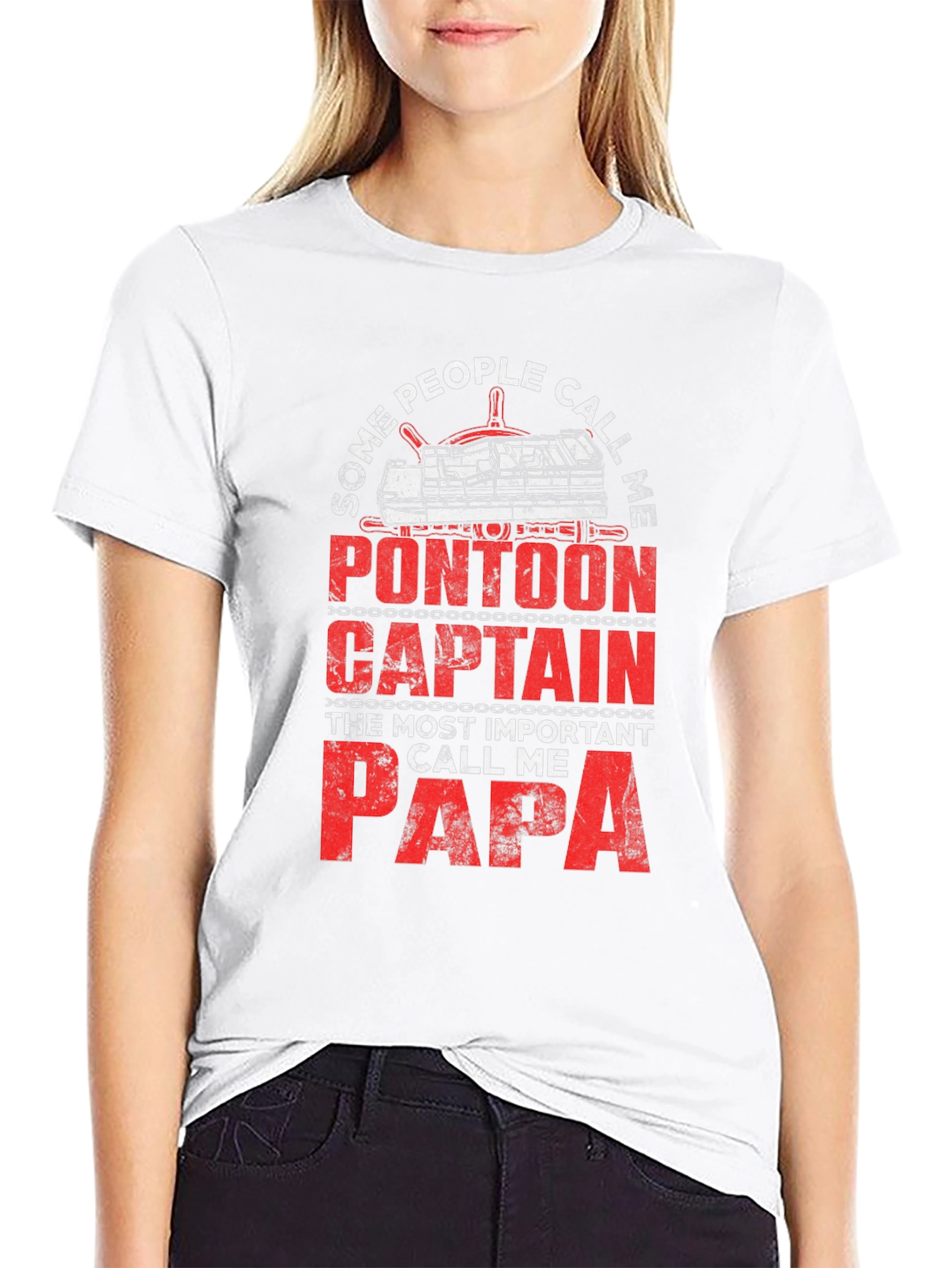 Black Pontoon Captain Papa T-Shirt view 9