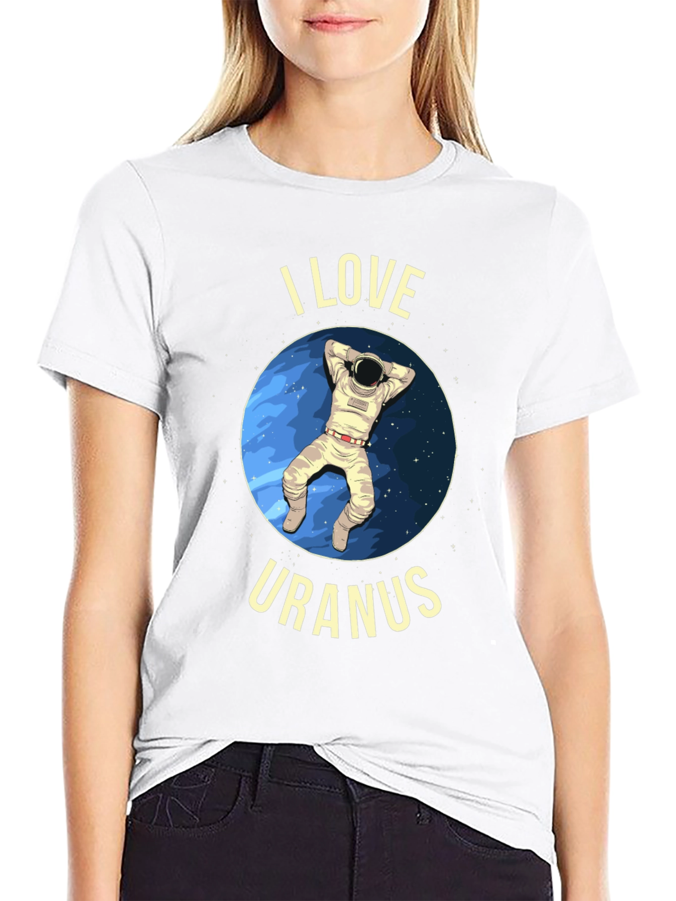 Black I Love Uranus T-Shirt - Astronaut Design view 9