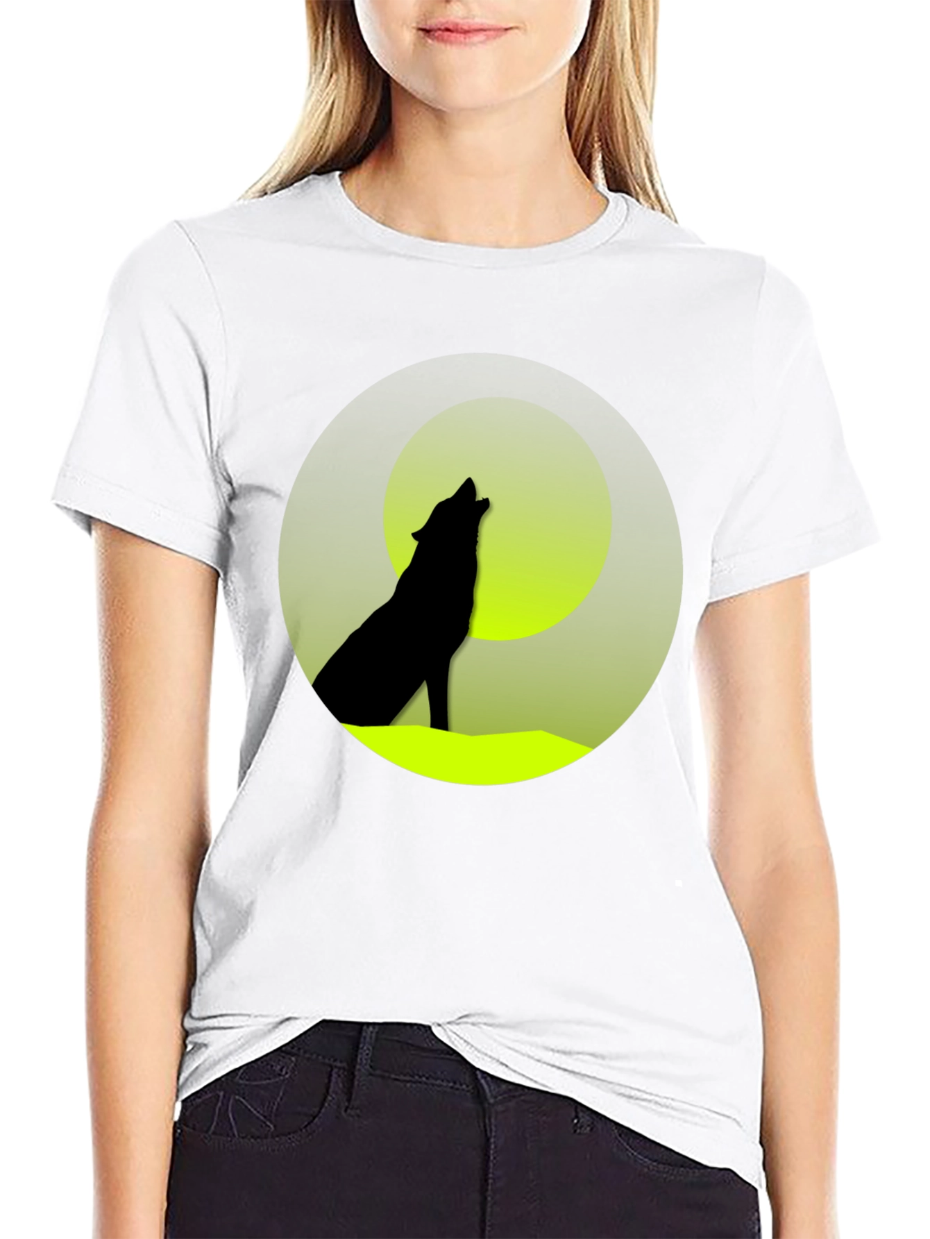Black Wolf Howling at Moon Graphic Tee view 9