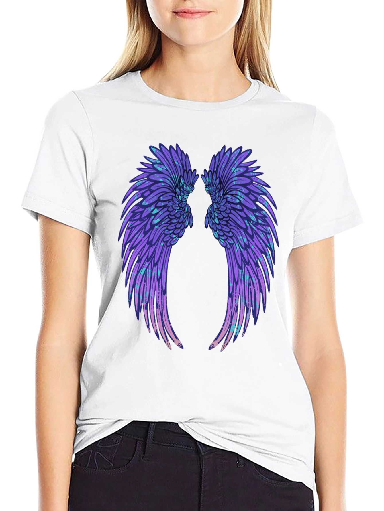 Black Wings Graphic Tee - Black Cotton T-Shirt view 9