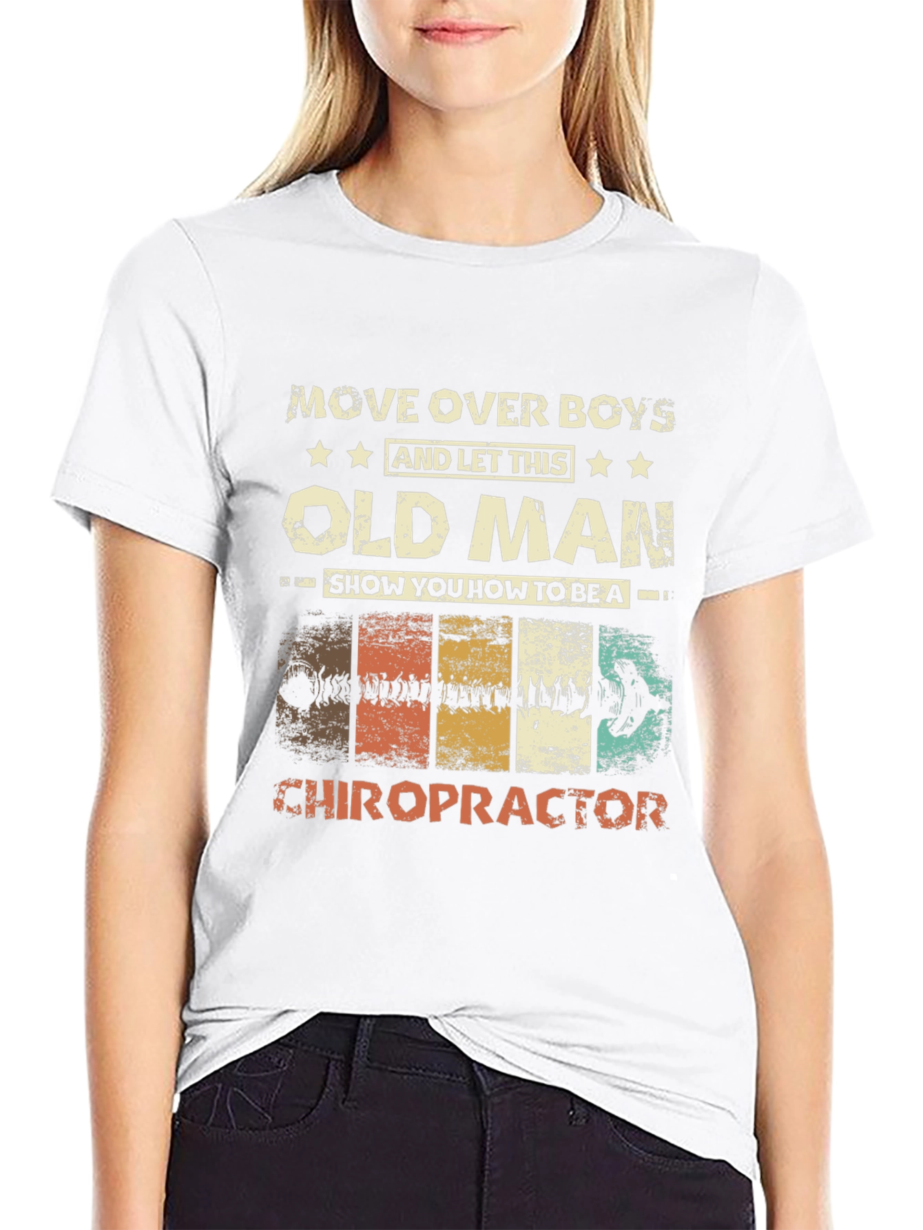 Black Old Man Chiropractor Graphic T-Shirt view 9