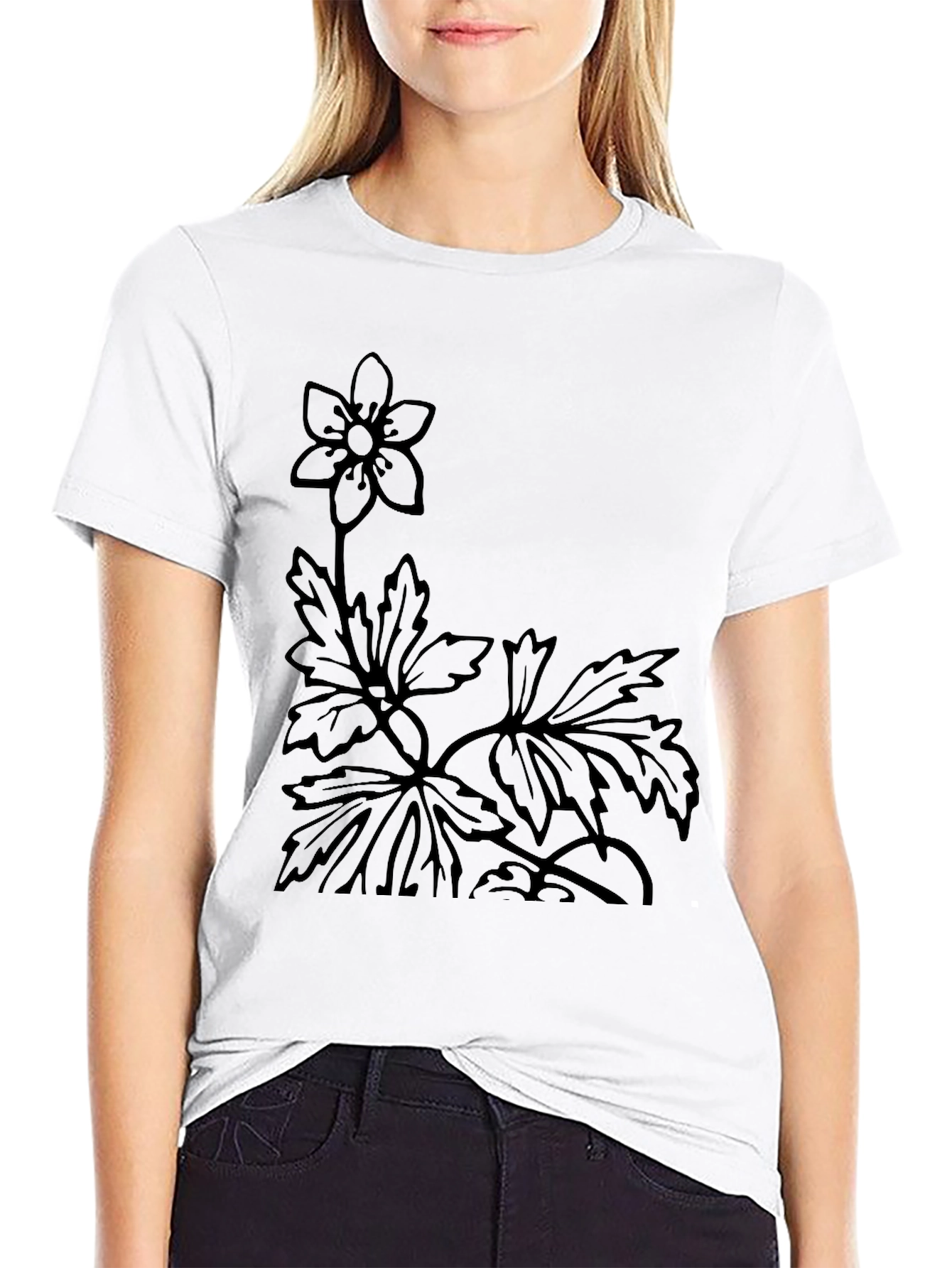 Black Floral Print Black T-Shirt view 9