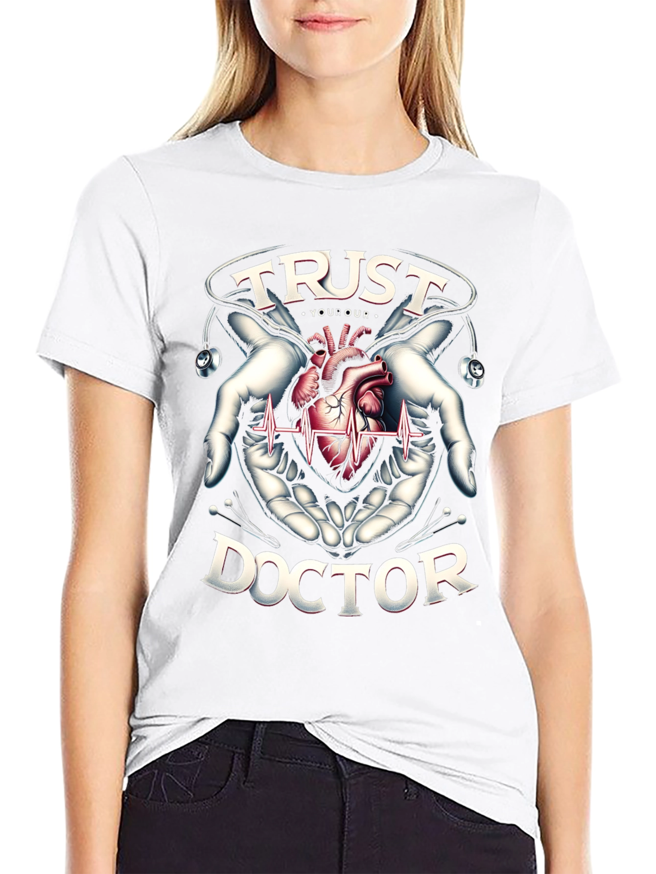 Black Trust Your Doctor Graphic T-Shirt view 9