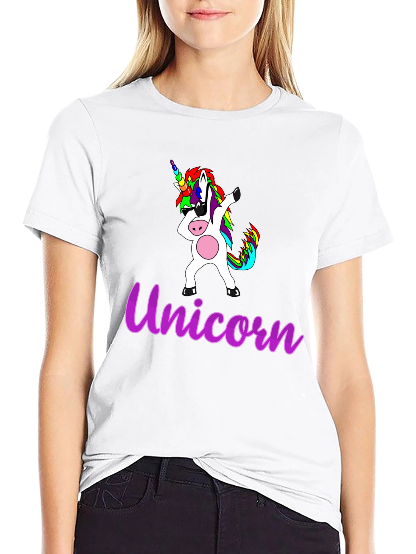 Black Dabbing Unicorn Graphic T-Shirt view 9