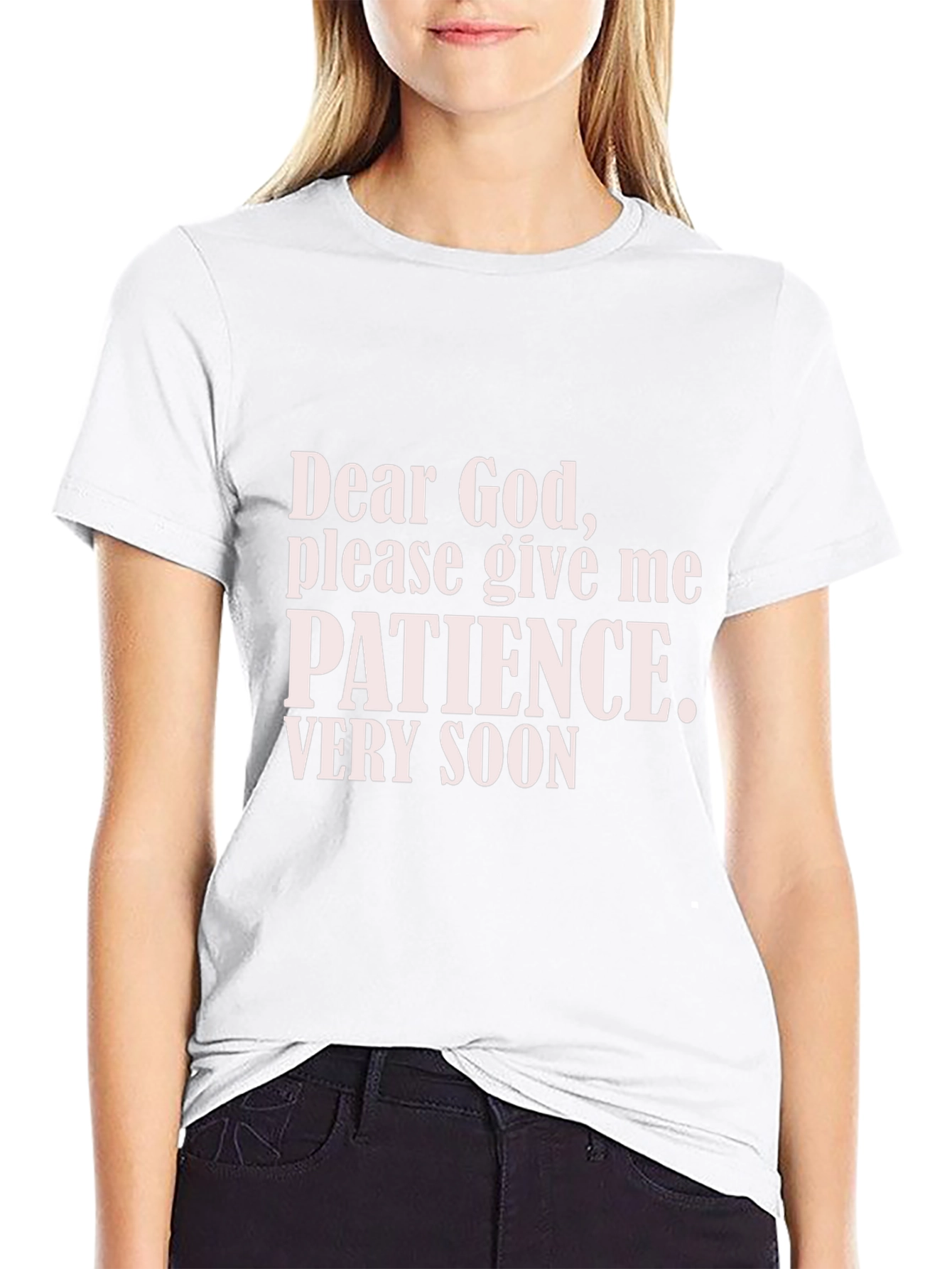 Black Dear God Patience T-Shirt - Funny Slogan Tee view 9
