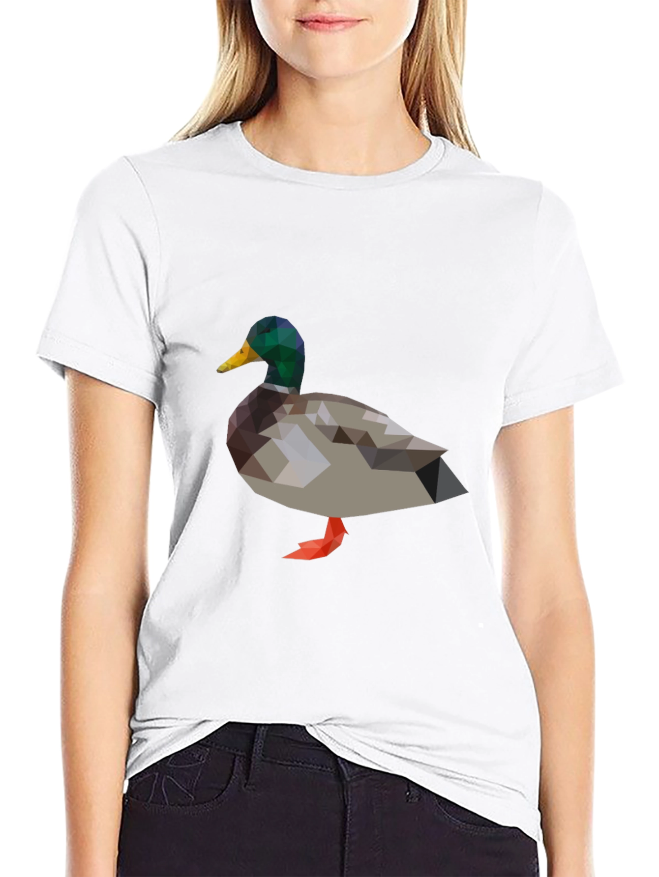 Black Geometric Duck Graphic T-Shirt view 9