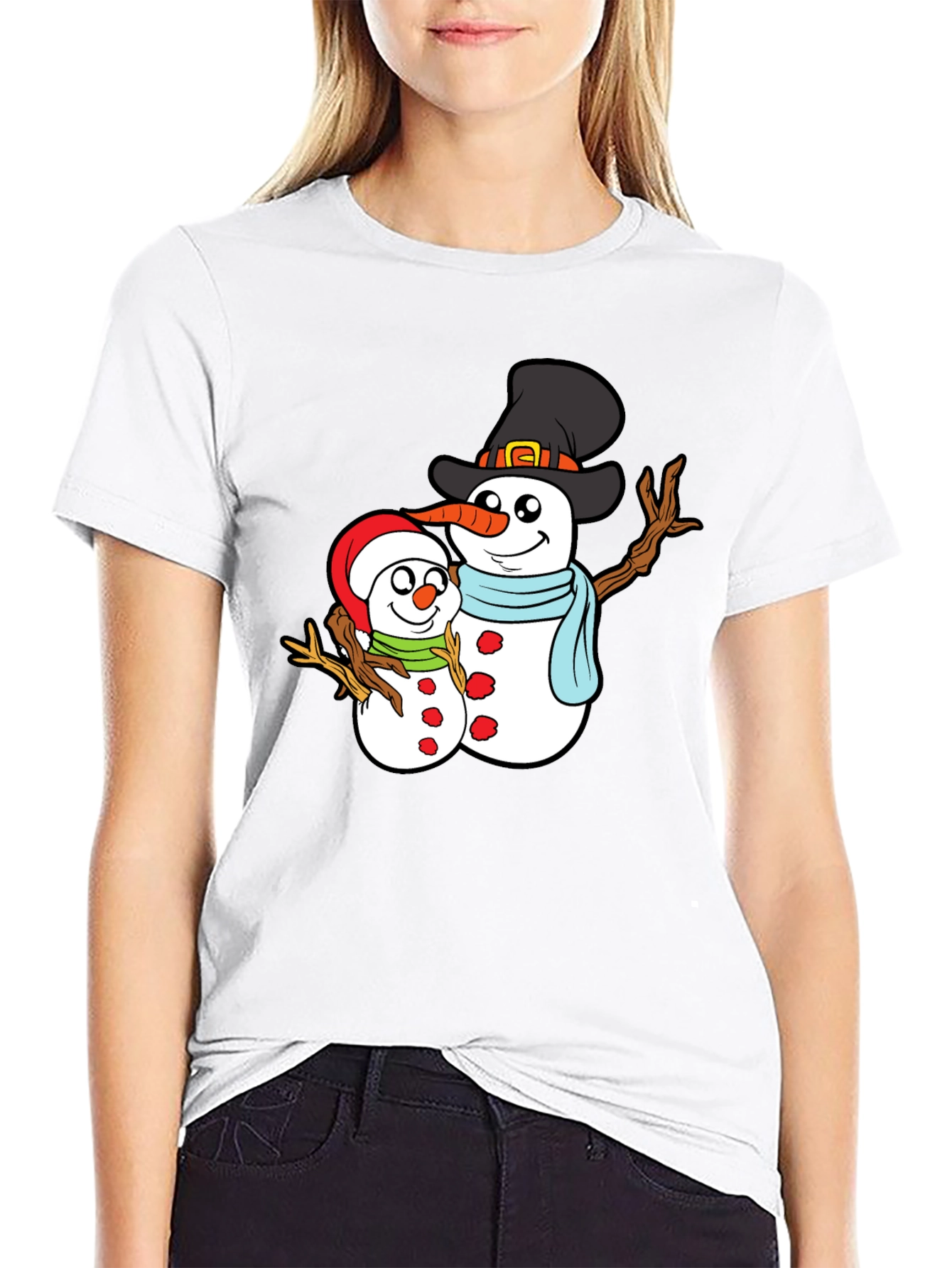 Snowman Family Graphic T-Shirt - 9