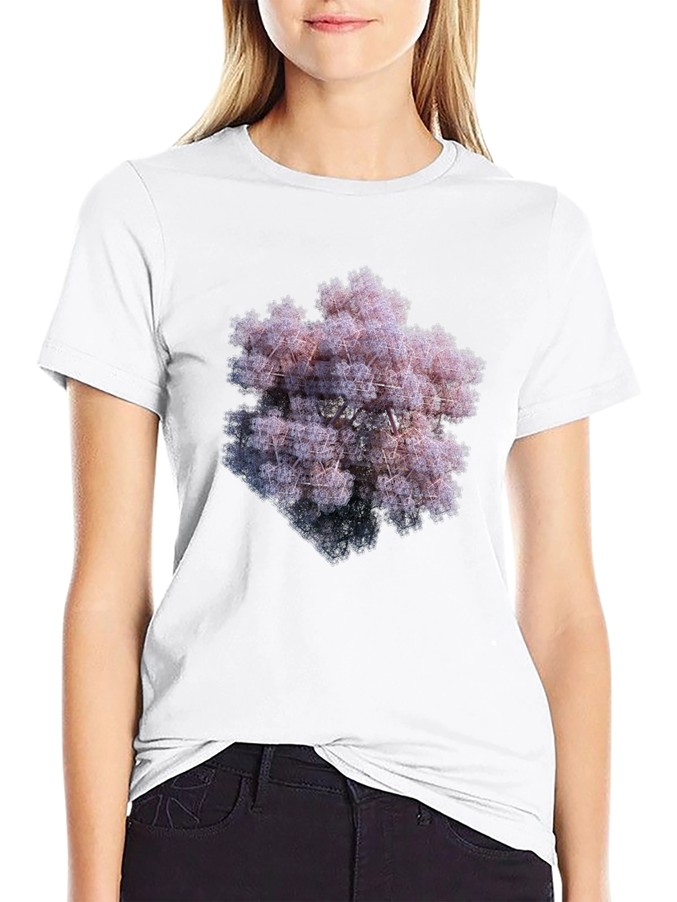 Black Geometric Fractal Art T-Shirt view 9