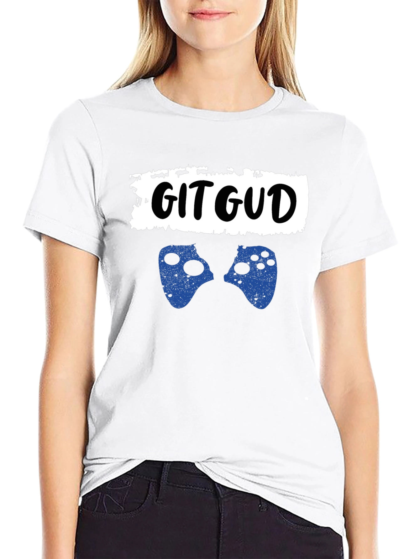 Black Git Gud Gamer T-Shirt - Black Cotton Graphic Tee view 9