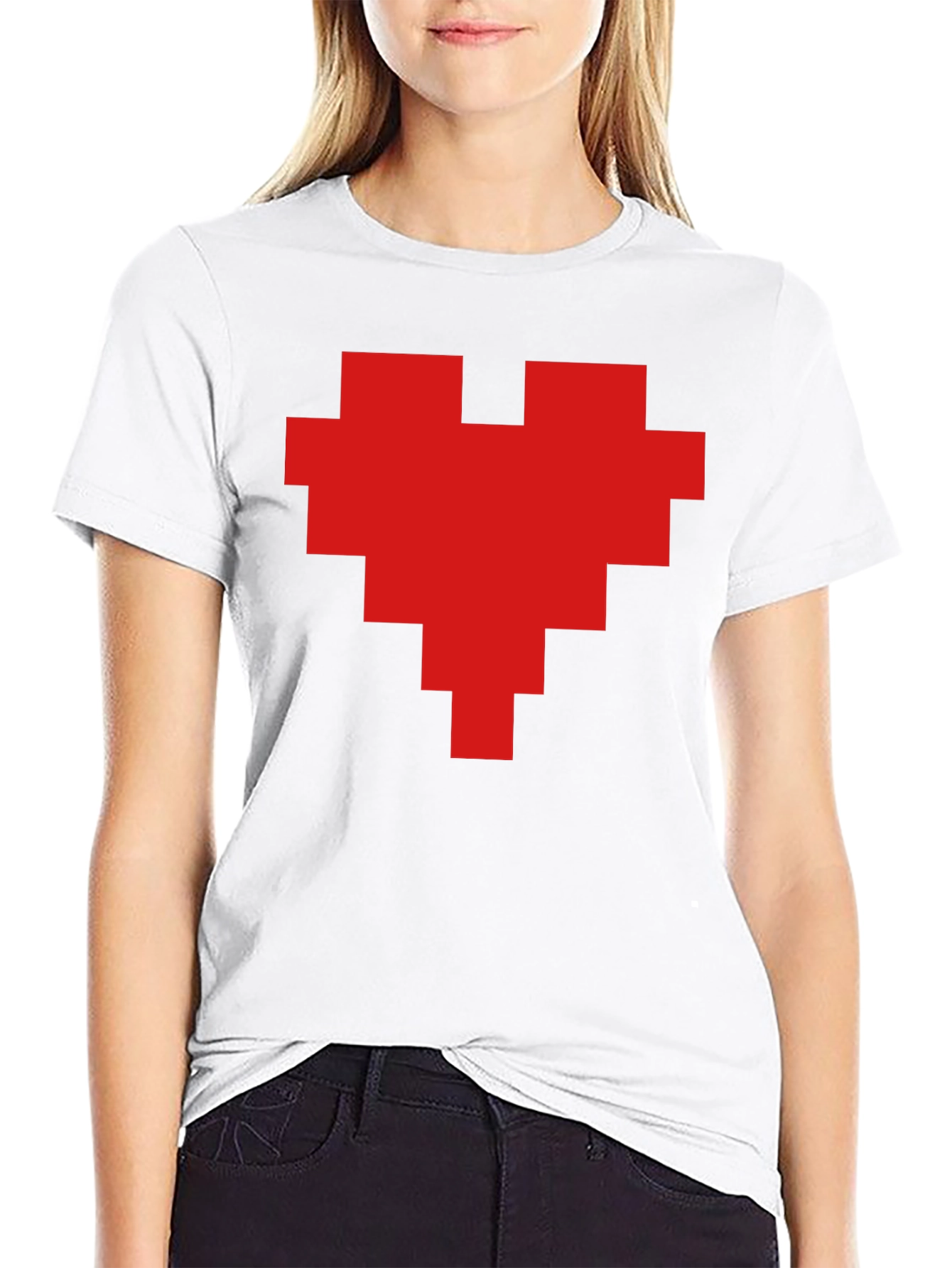 Pixel Heart Graphic Black T-Shirt - 9