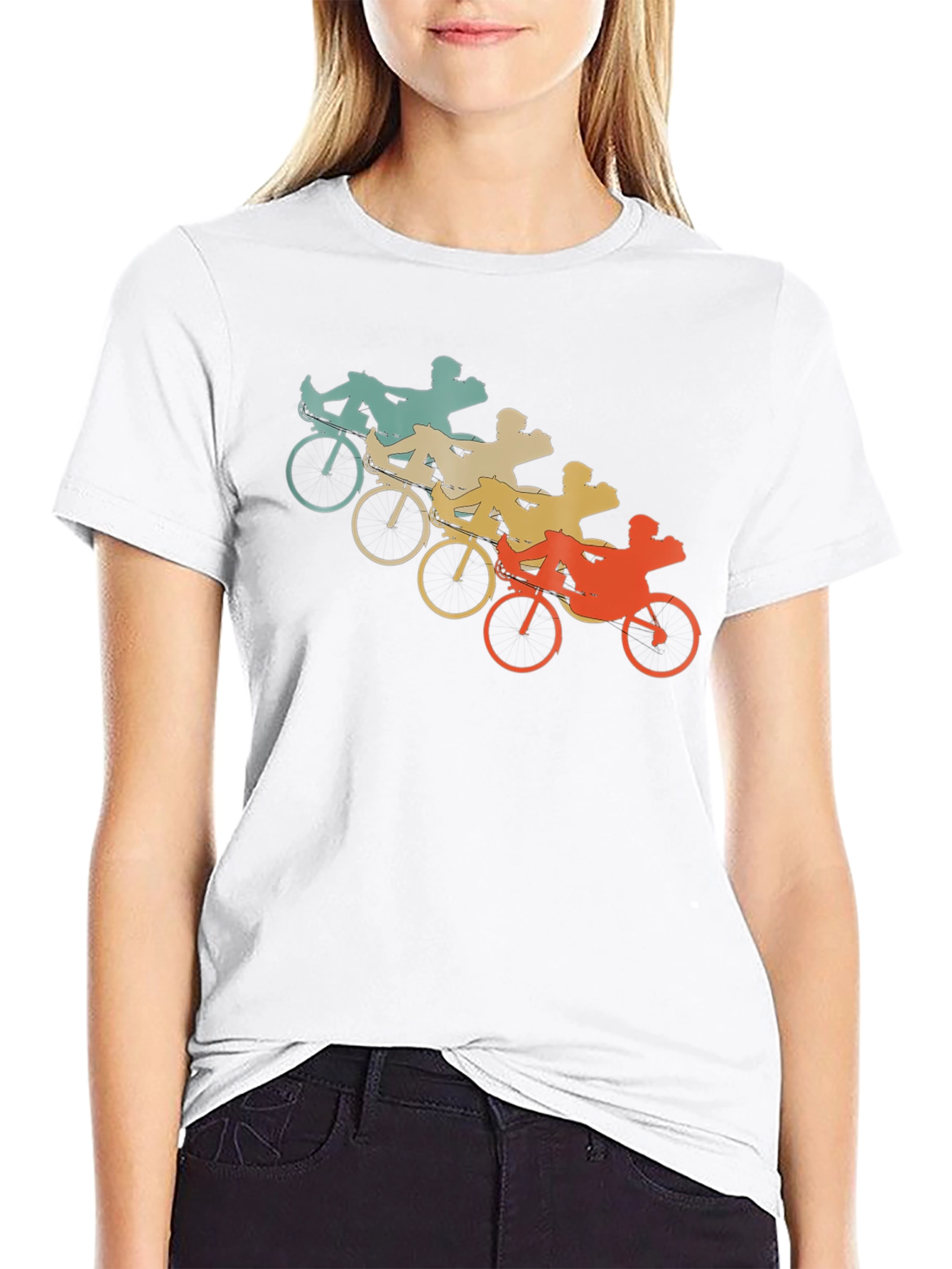 Black Recumbent Bike T-Shirt - Retro Cycling Tee view 9