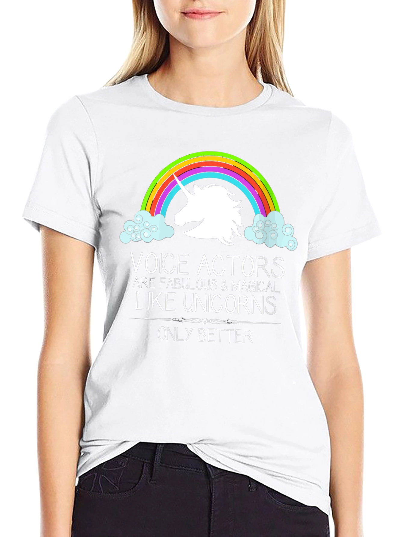 Black Voice Actors Unicorn Graphic T-Shirt view 9