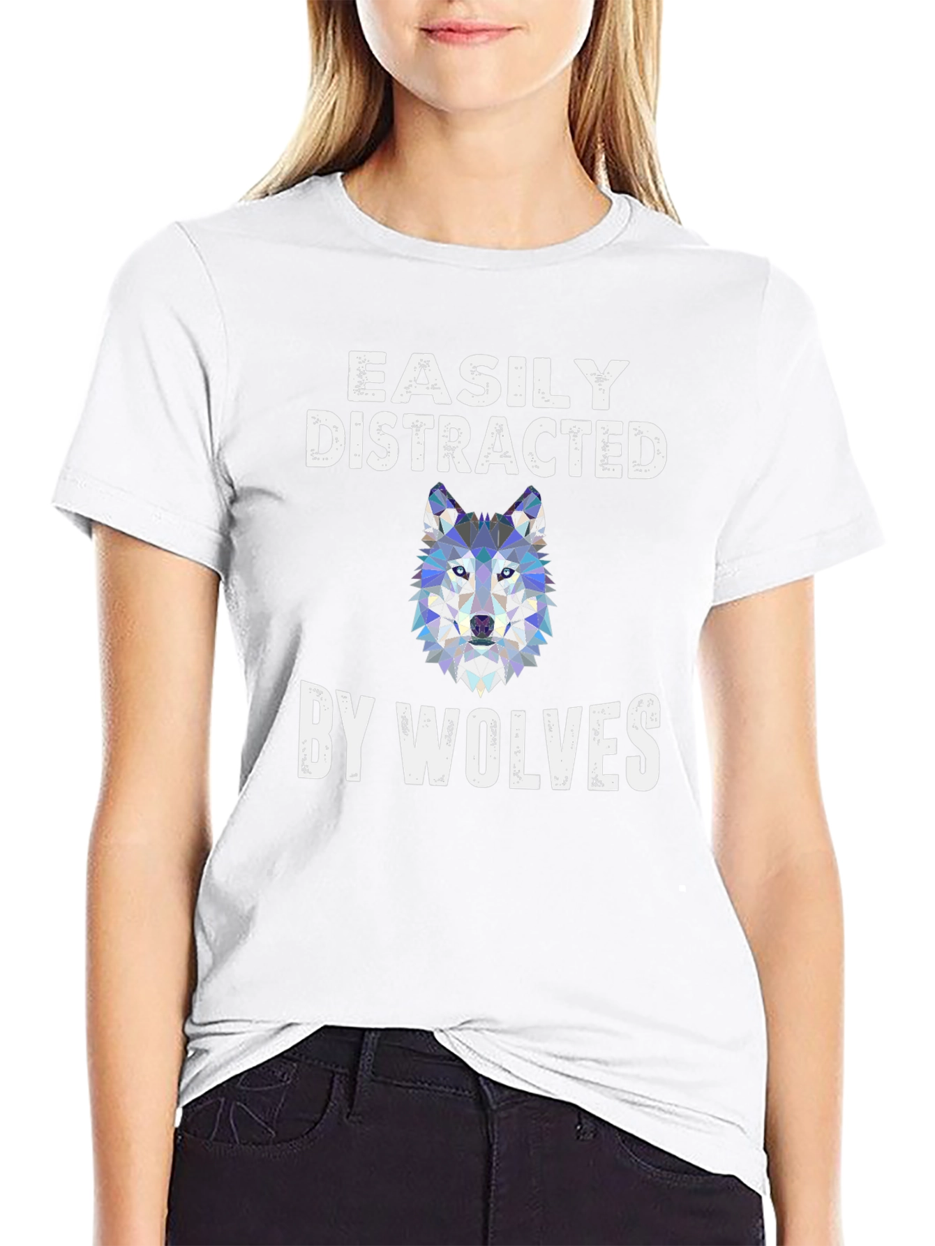 Black Easily Distracted By Wolves Graphic Tee view 9